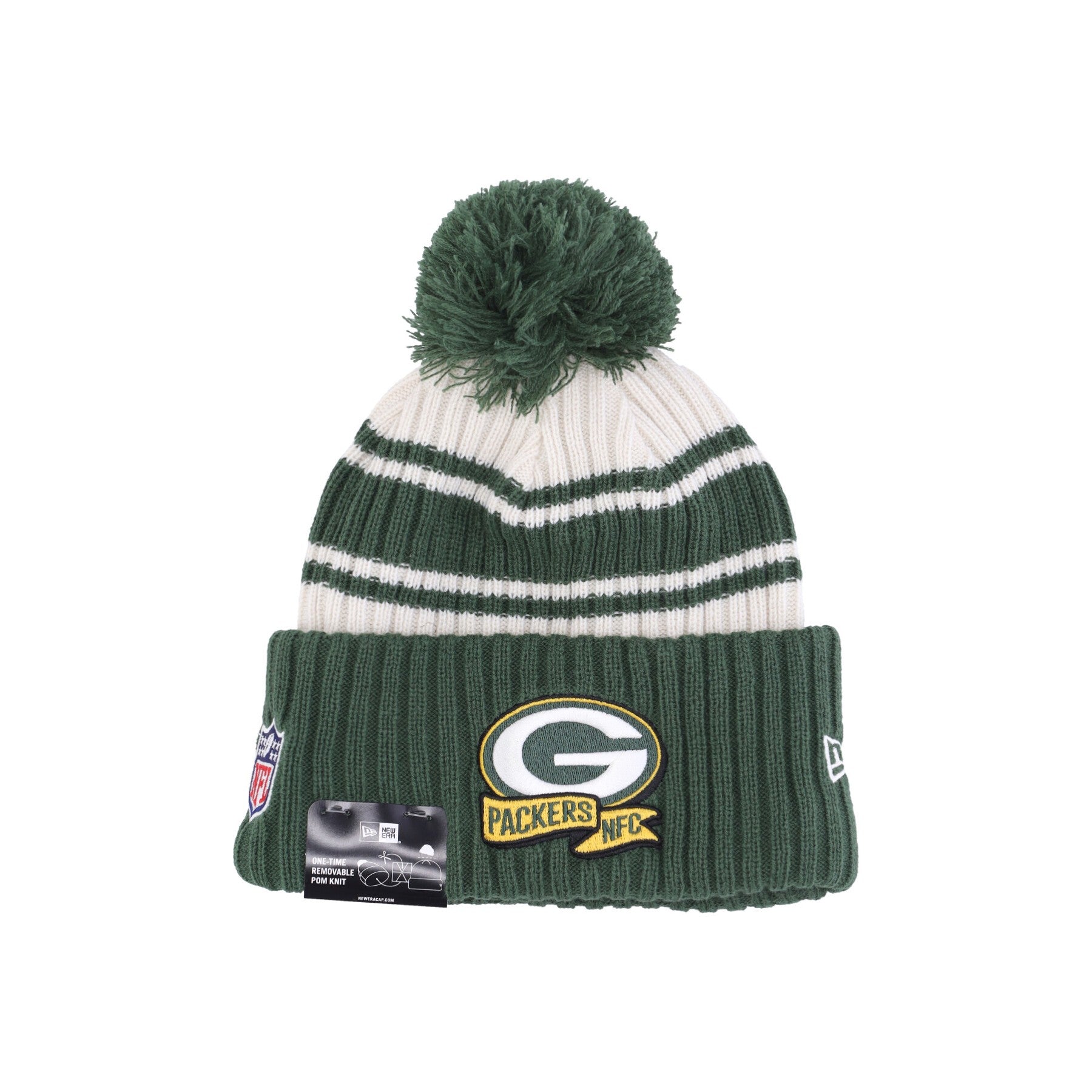 New Era, Cappello Pom Pom Uomo Nfl Sideline Sport Knit Grepac, Chrome White/original Team Colors