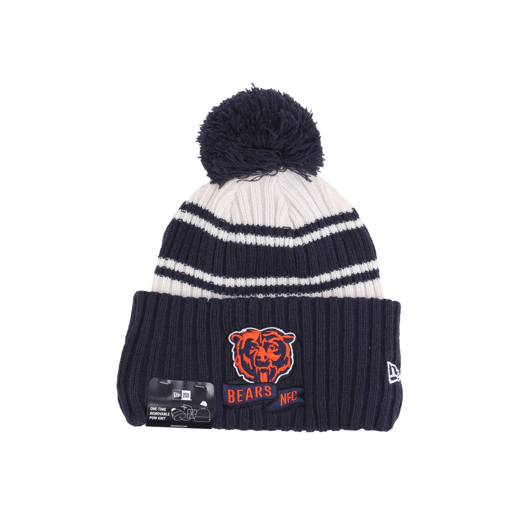 New Era, Cappello Pom Pom Uomo Nfl Sideline Sport Knit Chibea, Chrome White/original Team Colors