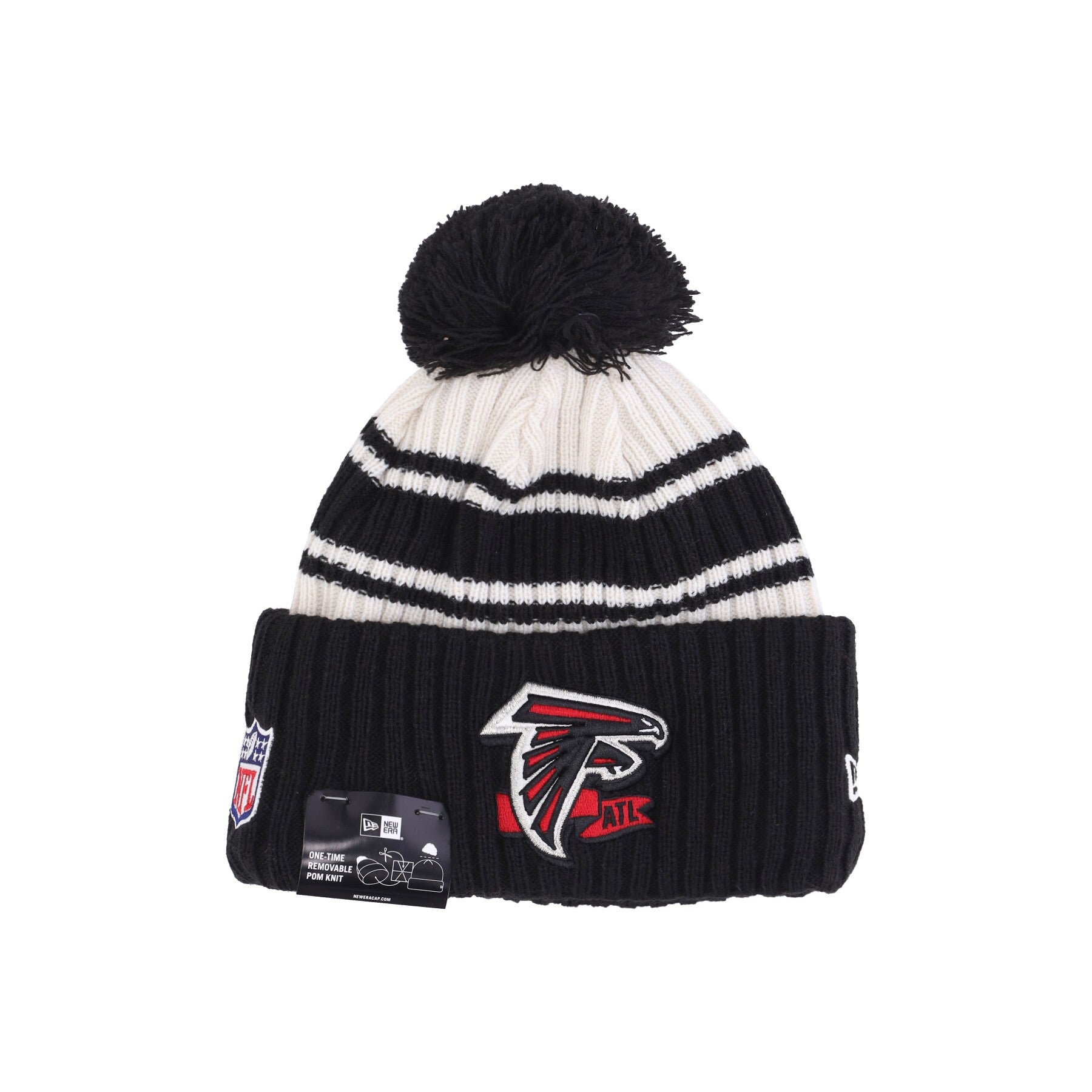 New Era, Cappello Pom Pom Uomo Nfl Sideline Sport Knit Atlfal, Chrome White/original Team Colors