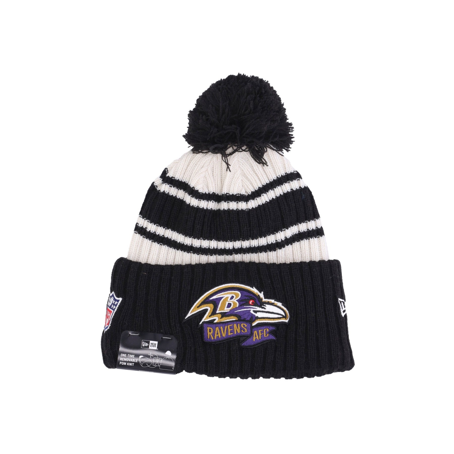 New Era, Cappello Pom Pom Uomo Nfl Sideline Sport Knit Balrav, Chrome White/original Team Colors