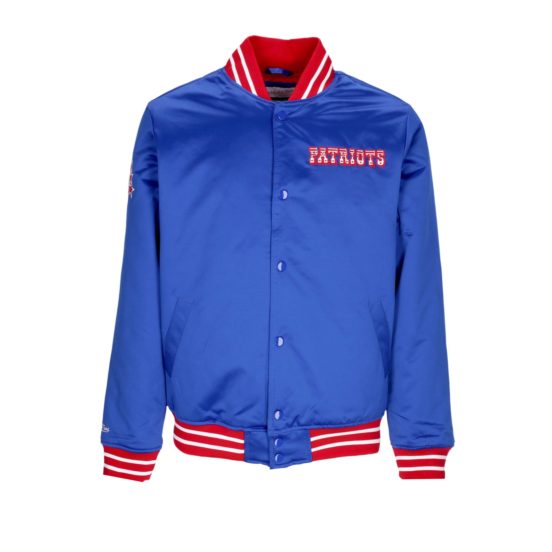 Mitchell & Ness, Giubbotto Bomber Uomo Nfl Heavyweight Satin Jacket Neepat, Original Team Colors