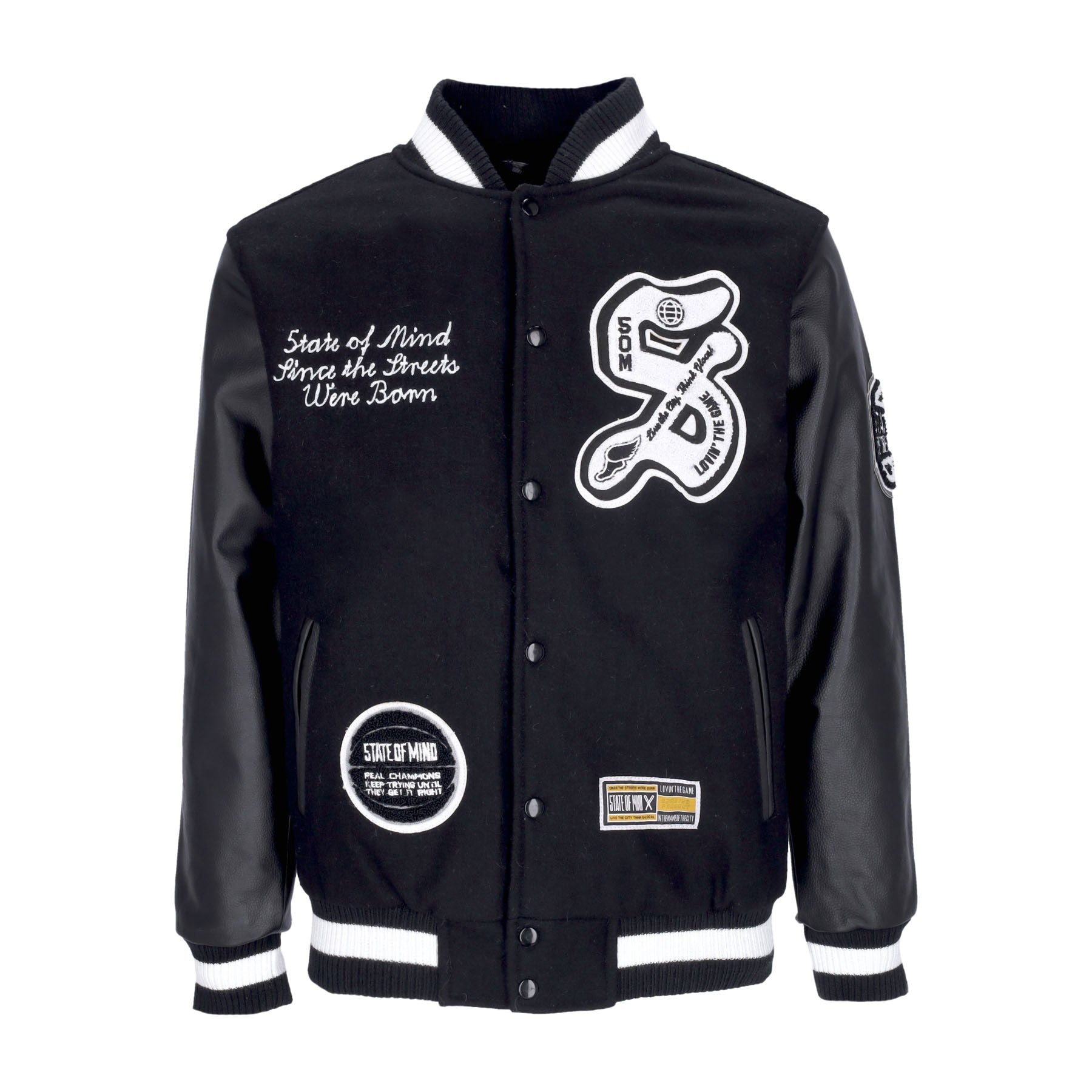 Giubbotto College Uomo Old English Varsity Black/white