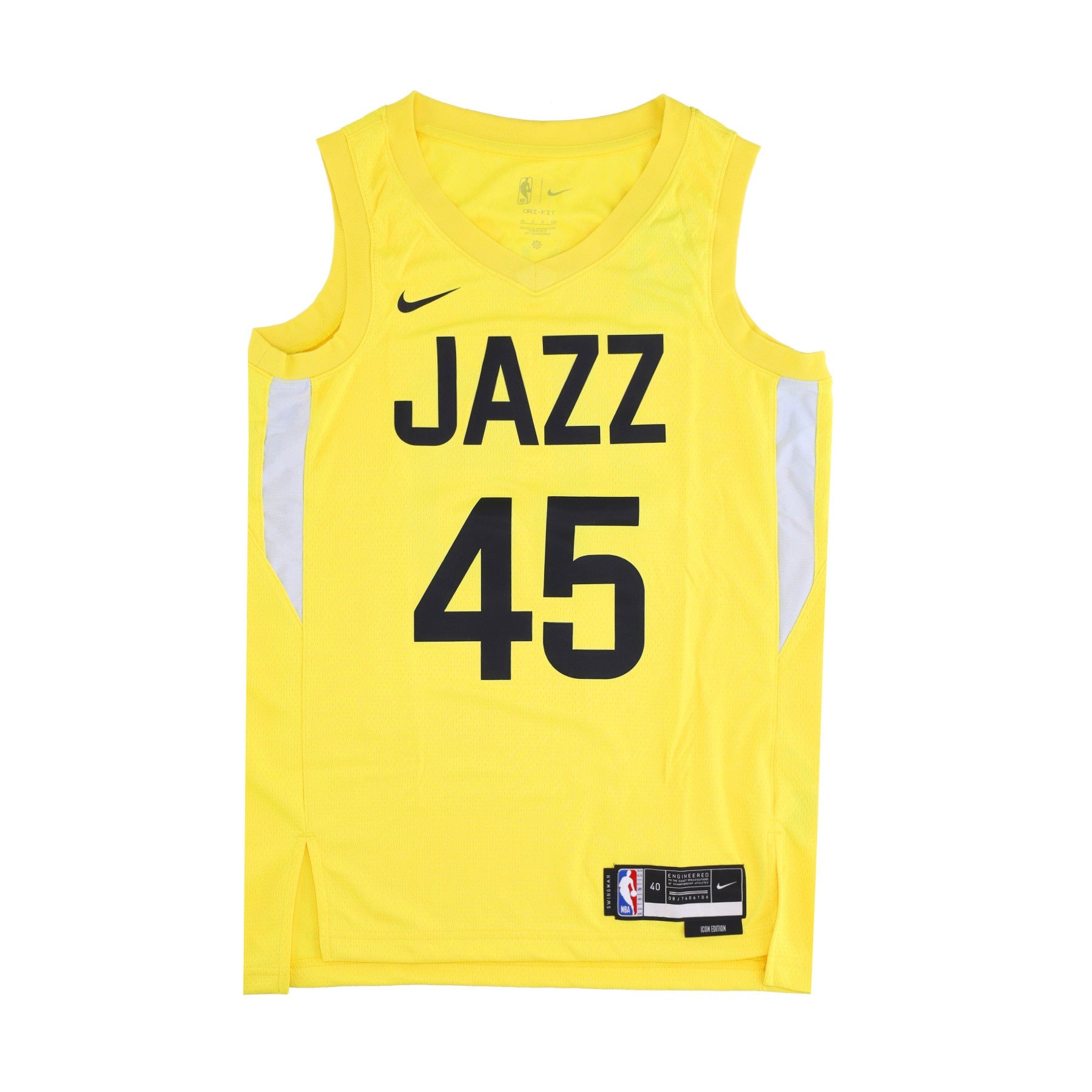 Nike Nba, Canotta Basket Uomo Nba Icon Edition 22 Dri-fit Swingman Jersey No 45 Donovan Mitchell Utajaz, Yellow Strike