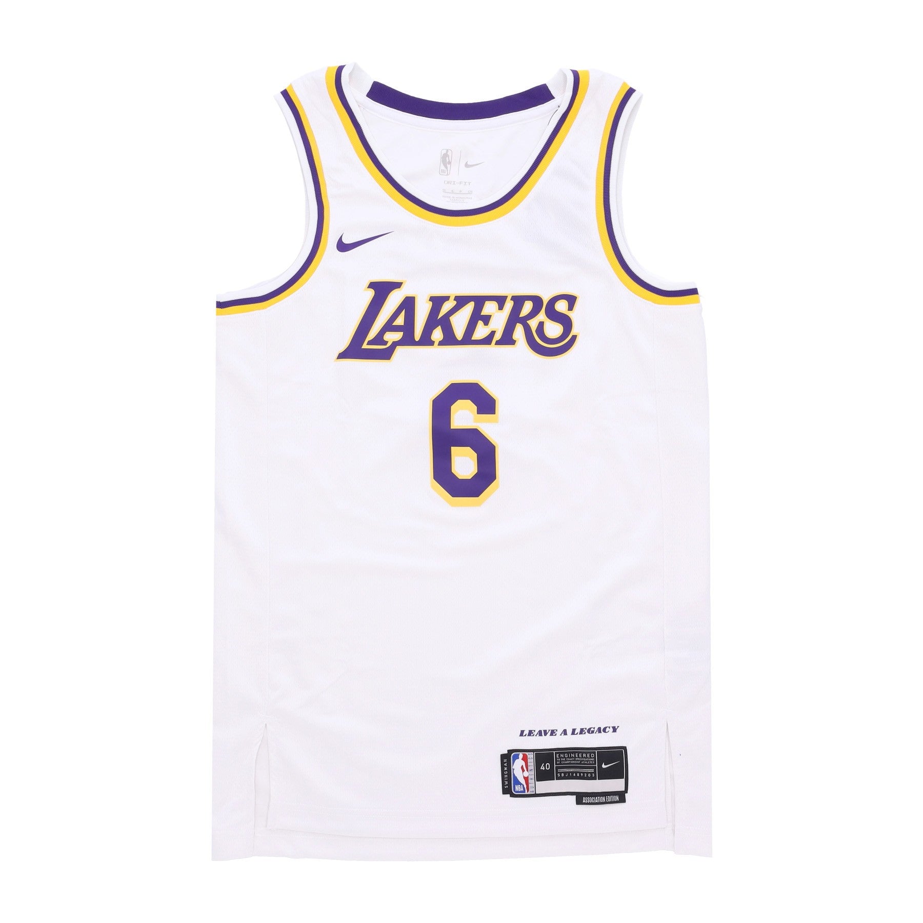 Nike Nba, Canotta Basket Uomo Nba Dri Fit Swingman Jersey No 6 Lebron James Loslak, White