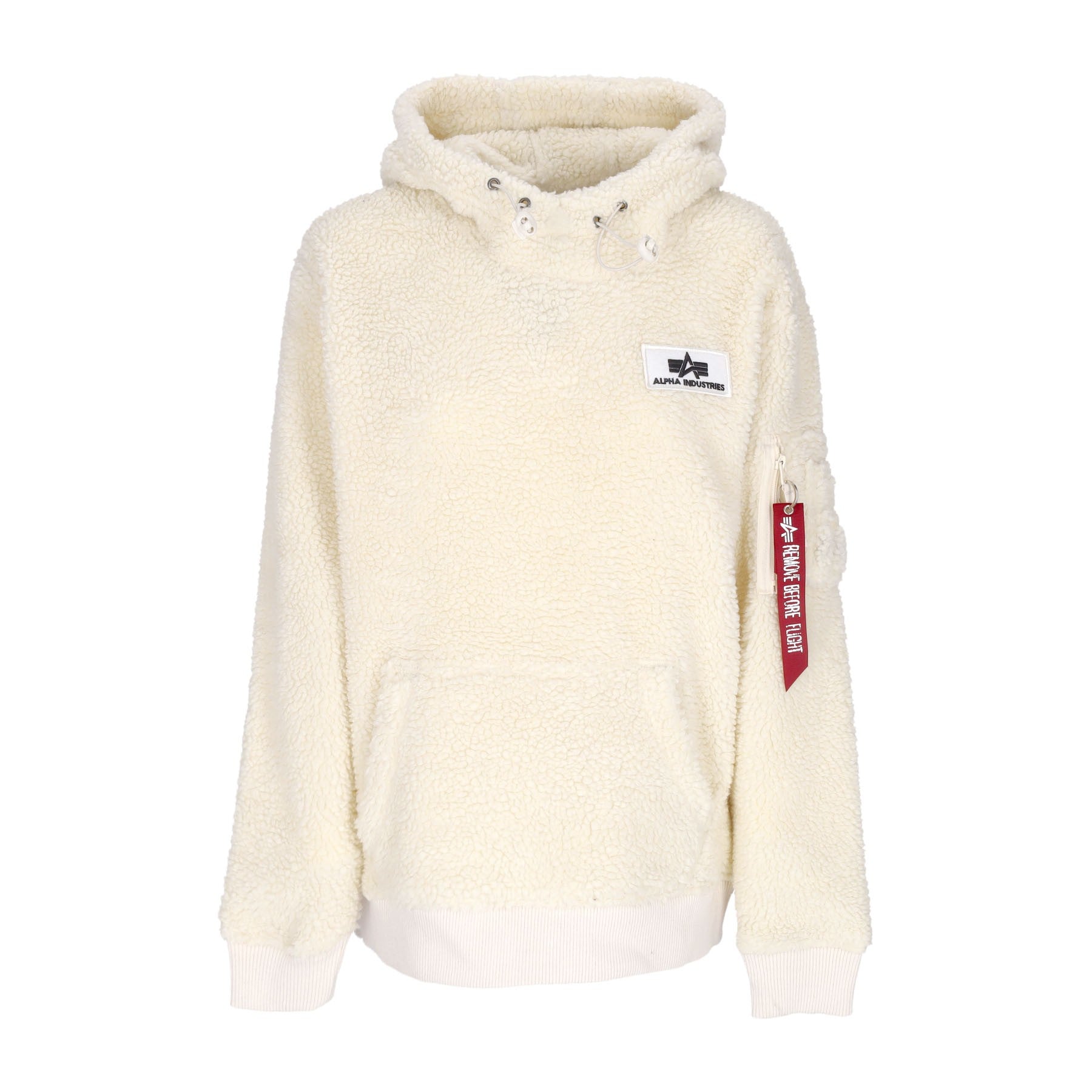 Alpha Industries, Felpa Cappuccio Uomo Teddy Hoodie, Off White