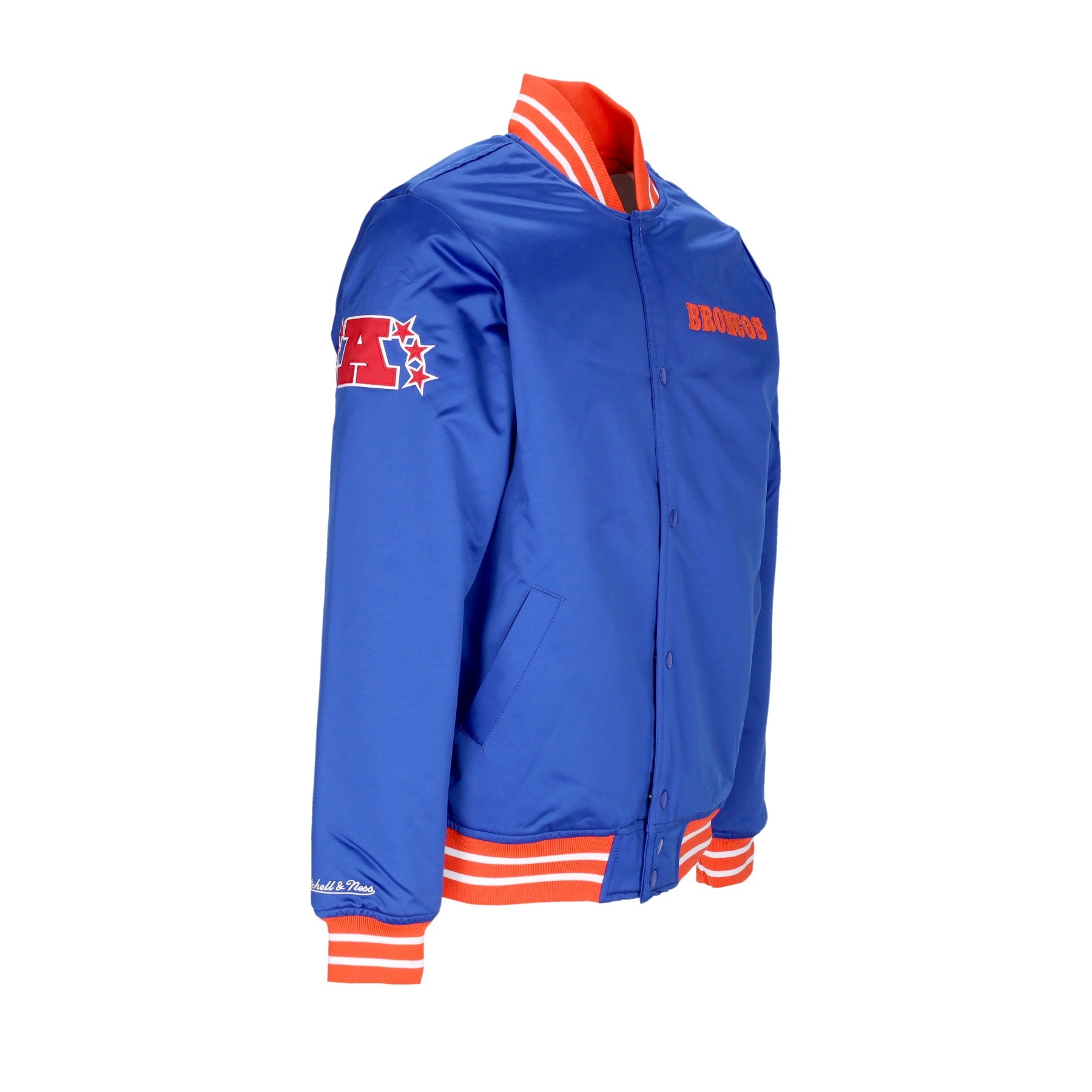 Mitchell & Ness, Giubbotto Bomber Uomo Nfl Heavyweight Satin Jacket Denbro, 