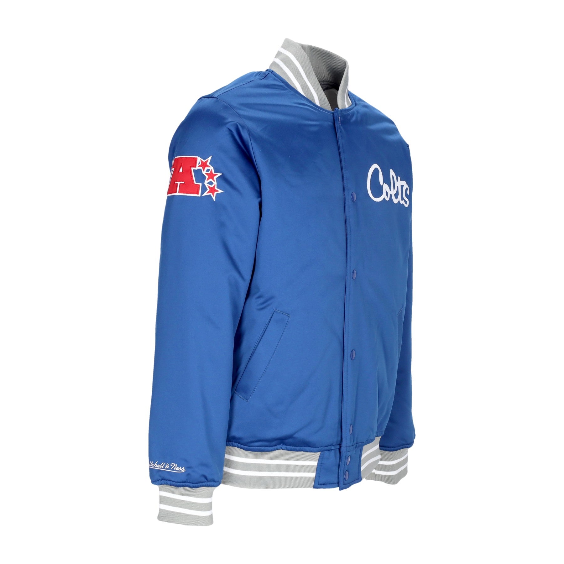 Mitchell & Ness, Giubbotto Bomber Uomo Nfl Heavyweight Satin Jacket Indcol, 