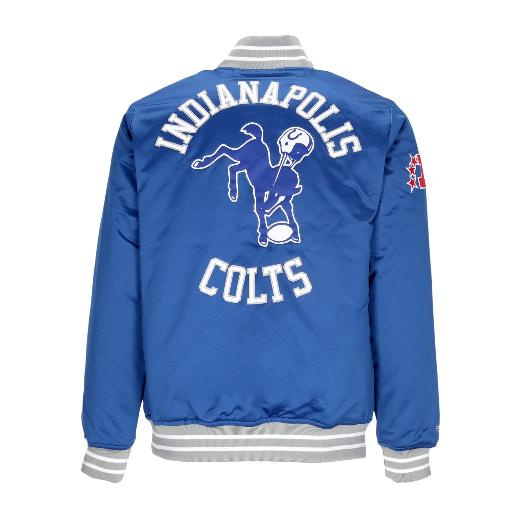 Mitchell & Ness, Giubbotto Bomber Uomo Nfl Heavyweight Satin Jacket Indcol, 