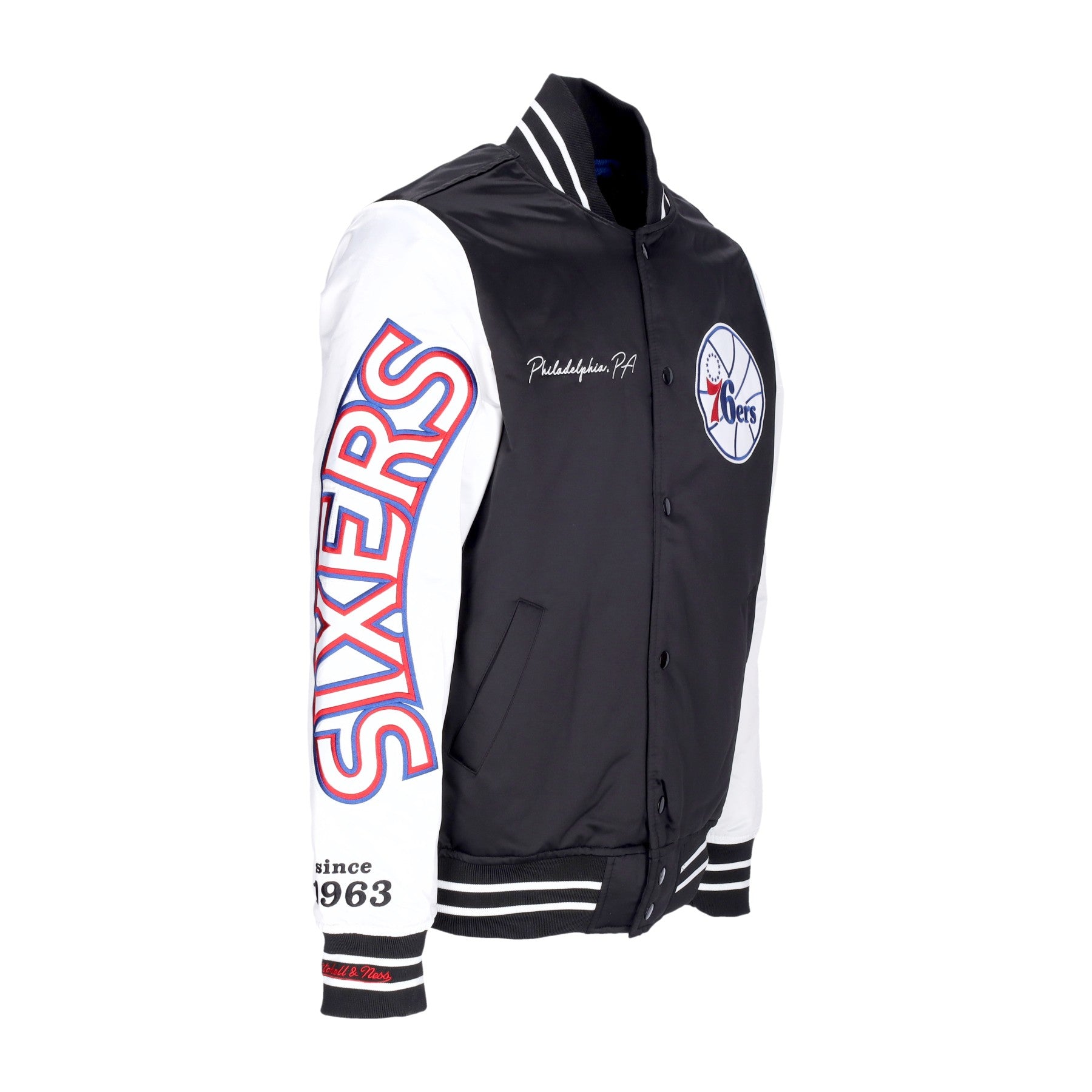 Mitchell & Ness, Giubbotto Bomber Uomo Nba Team Origins Varsity Satin Jacket Phi76e, 