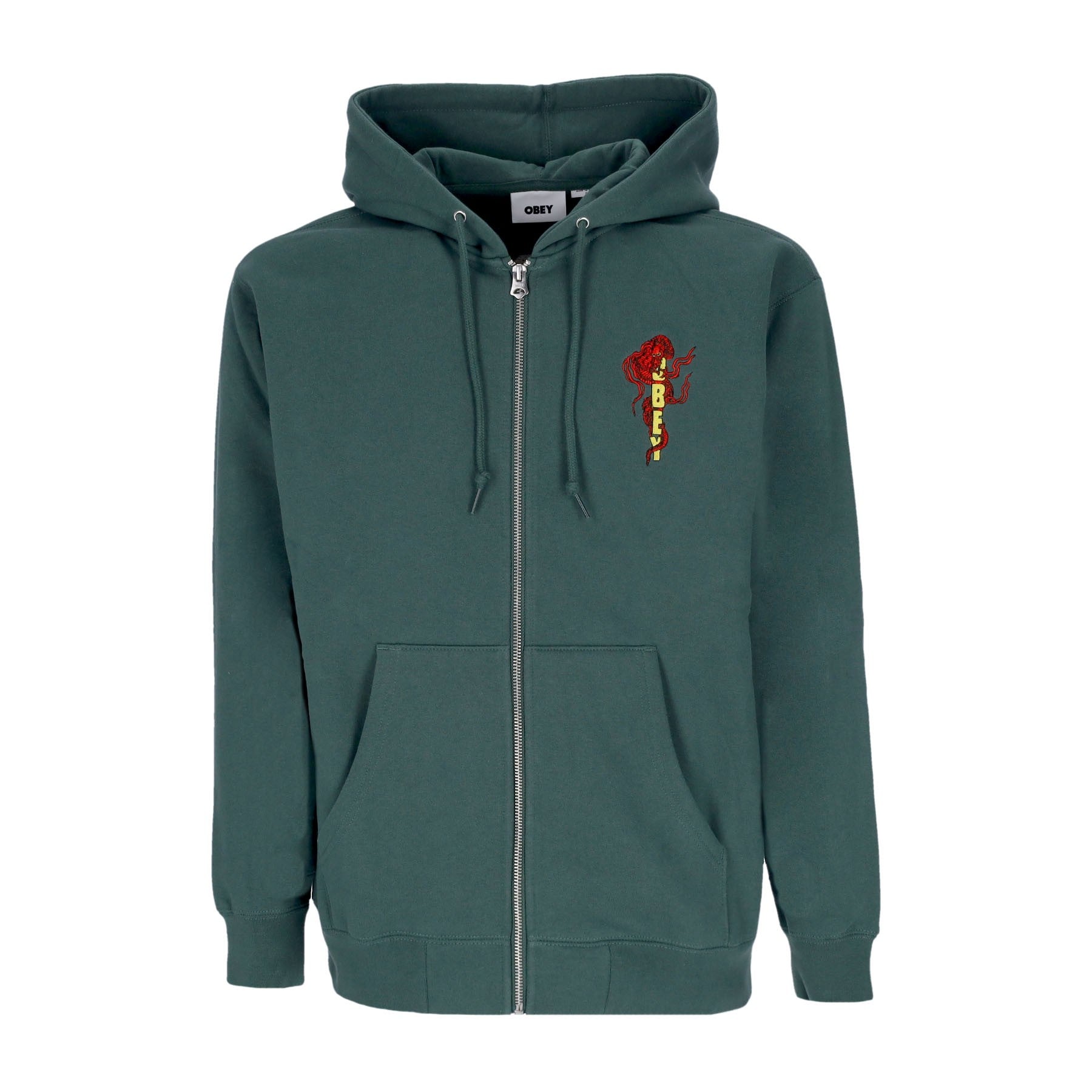 Obey, Felpa Cappuccio Zip Uomo Dragon Zip Hood Fleece, 