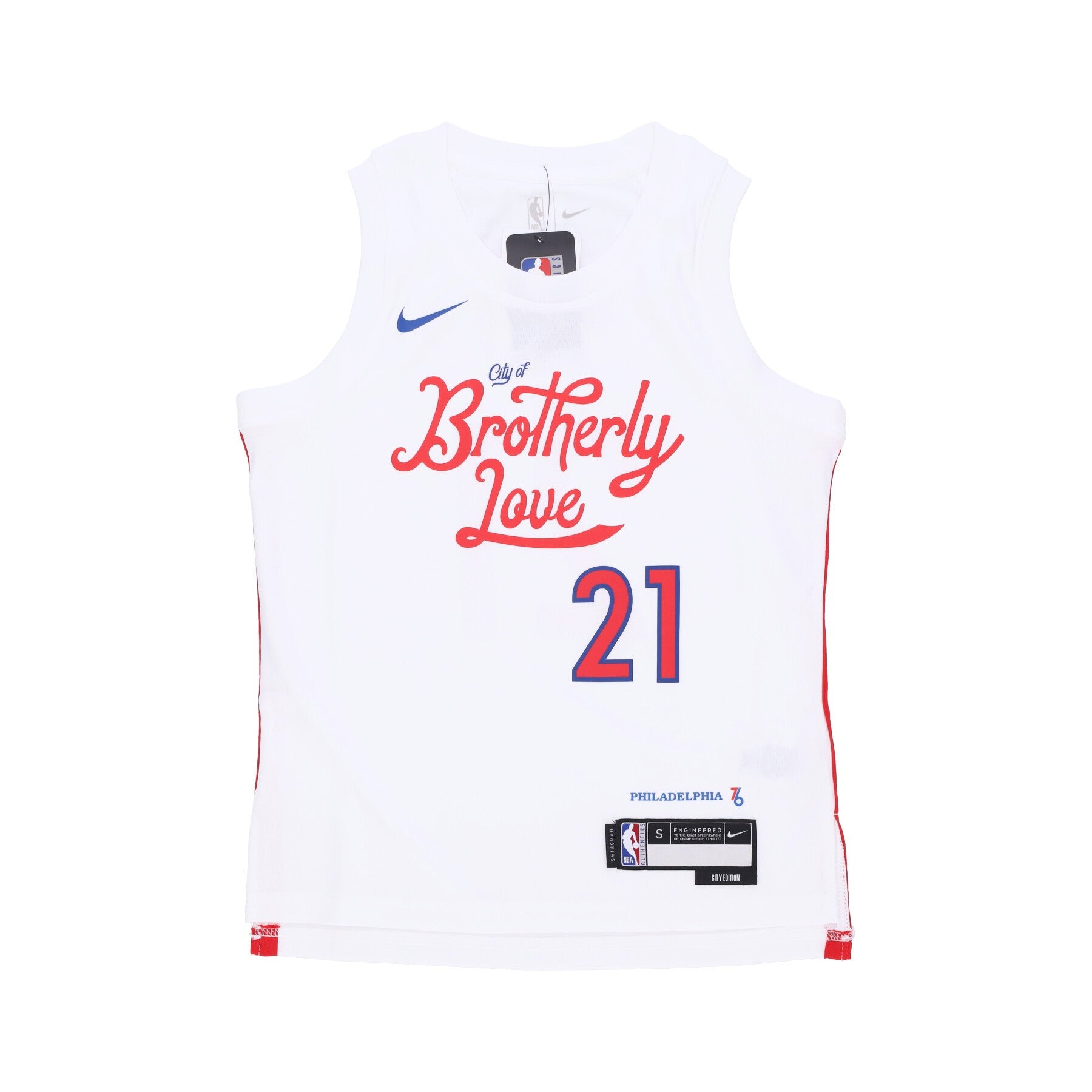 Canotta Basket Ragazzo Nba City Edition Swingman Jersey No 21 Joel Embiid Phi76e Original Team Colors