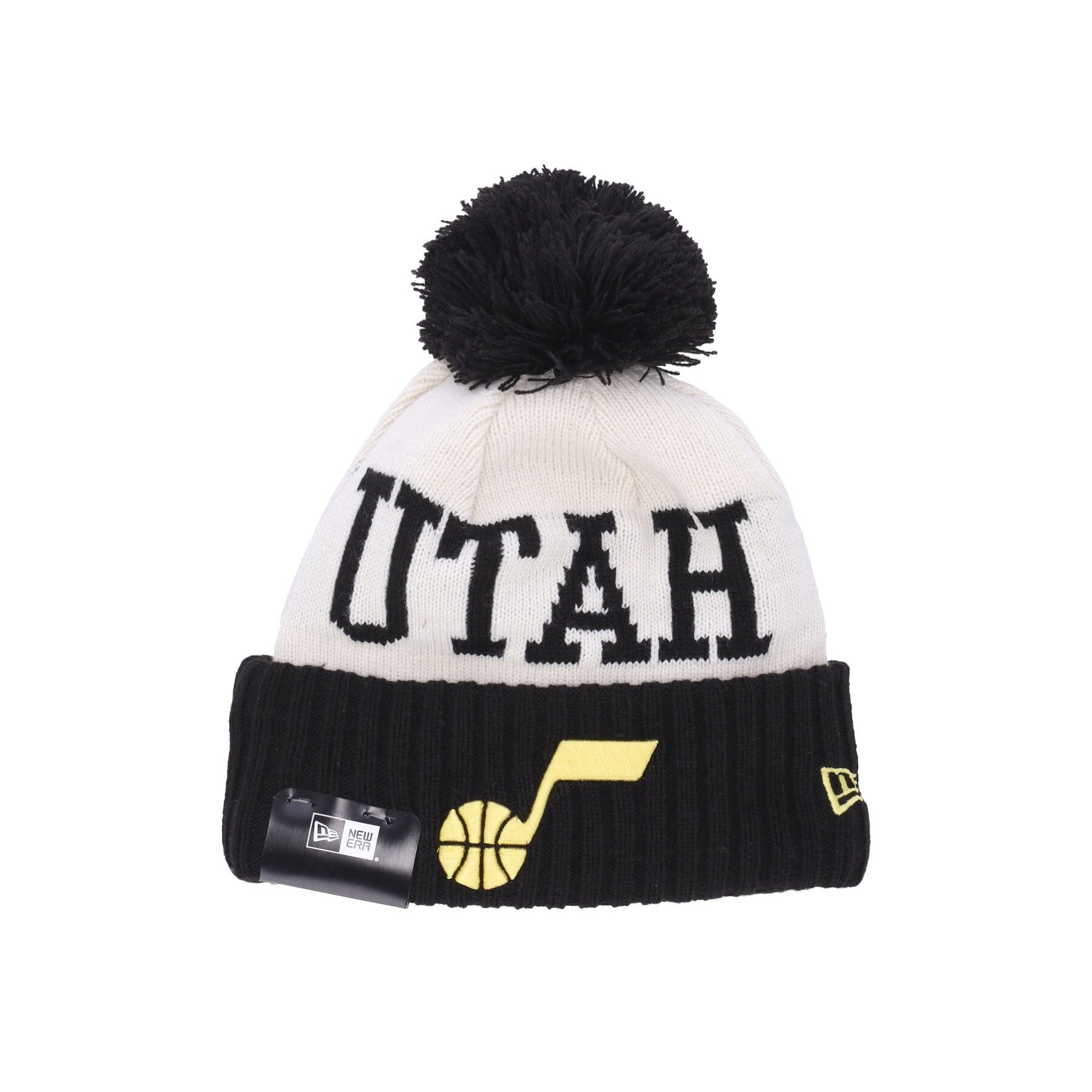 New Era, Cappello Pom Pom Uomo Nba Draft Knit Utajaz, Chrome White/original Team Colors