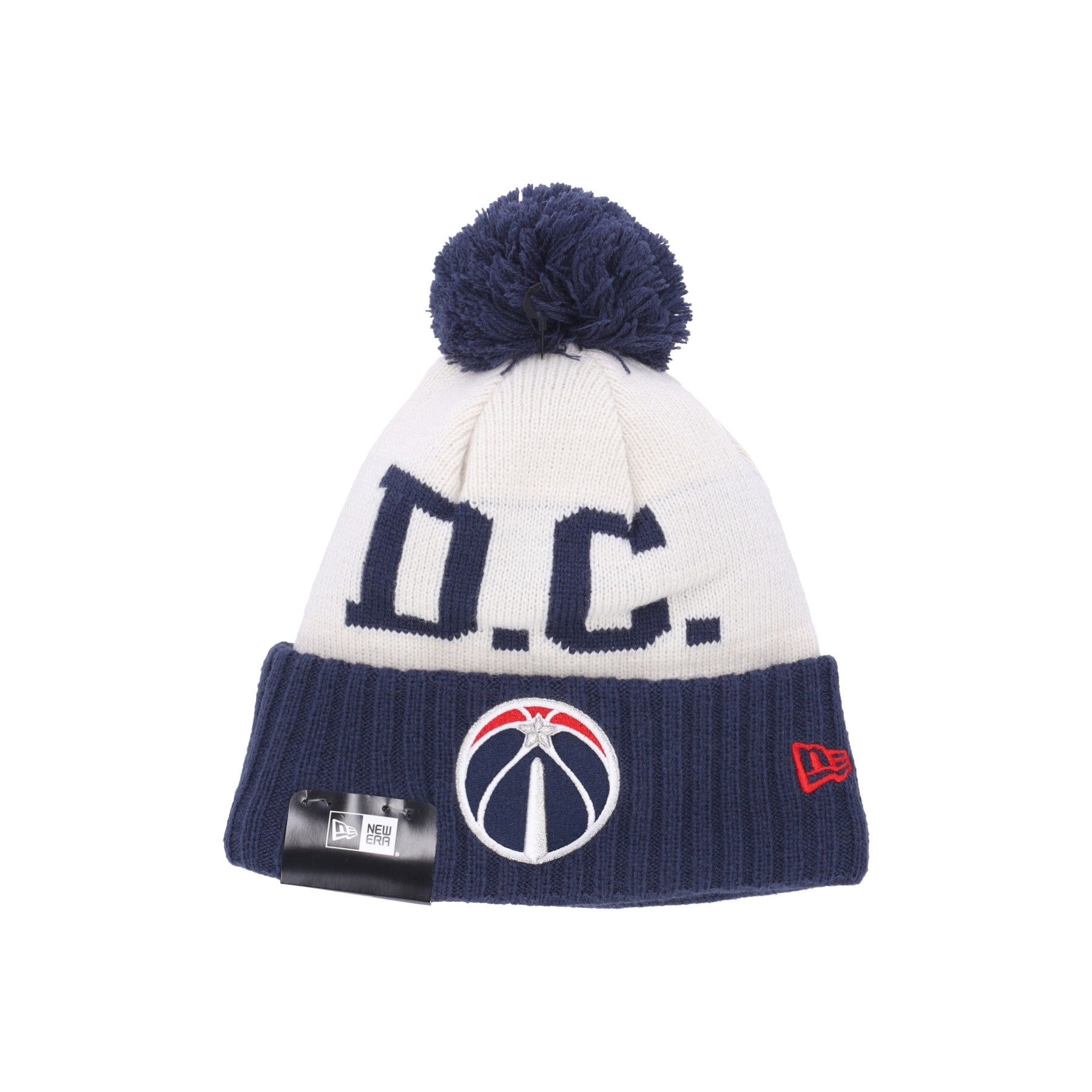 New Era, Cappello Pom Pom Uomo Nba Draft Knit Waswiz, Chrome White/original Team Colors