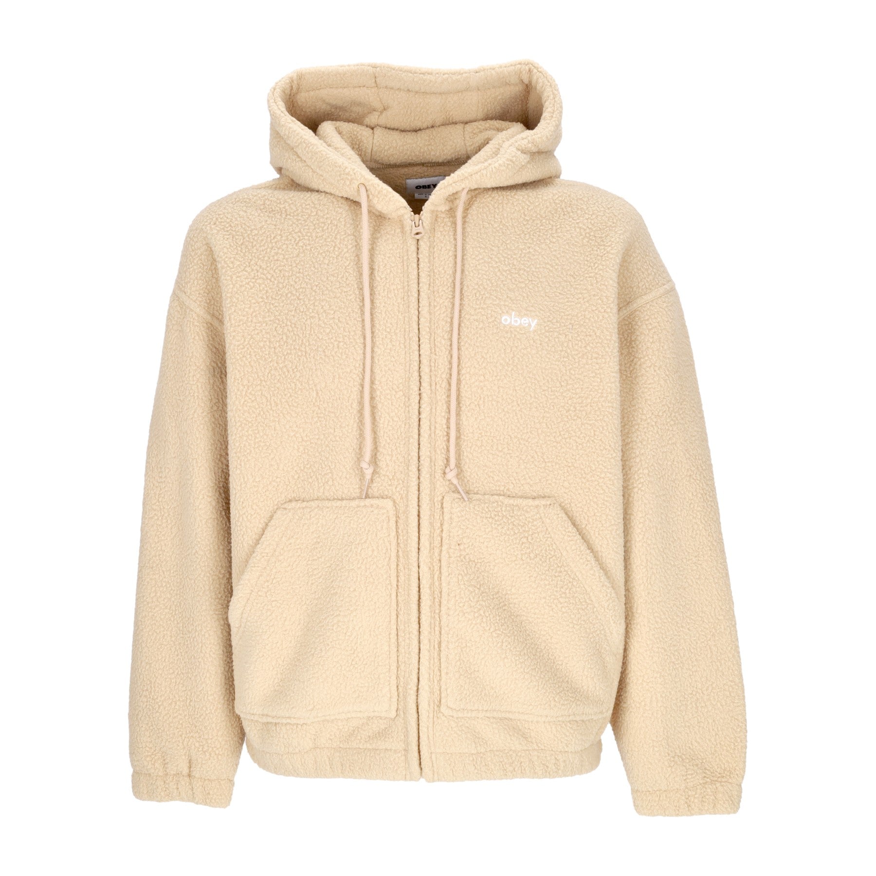 Obey, Felpa Cappuccio Zip Uomo Gaze Hood Jacket, Oat Milk