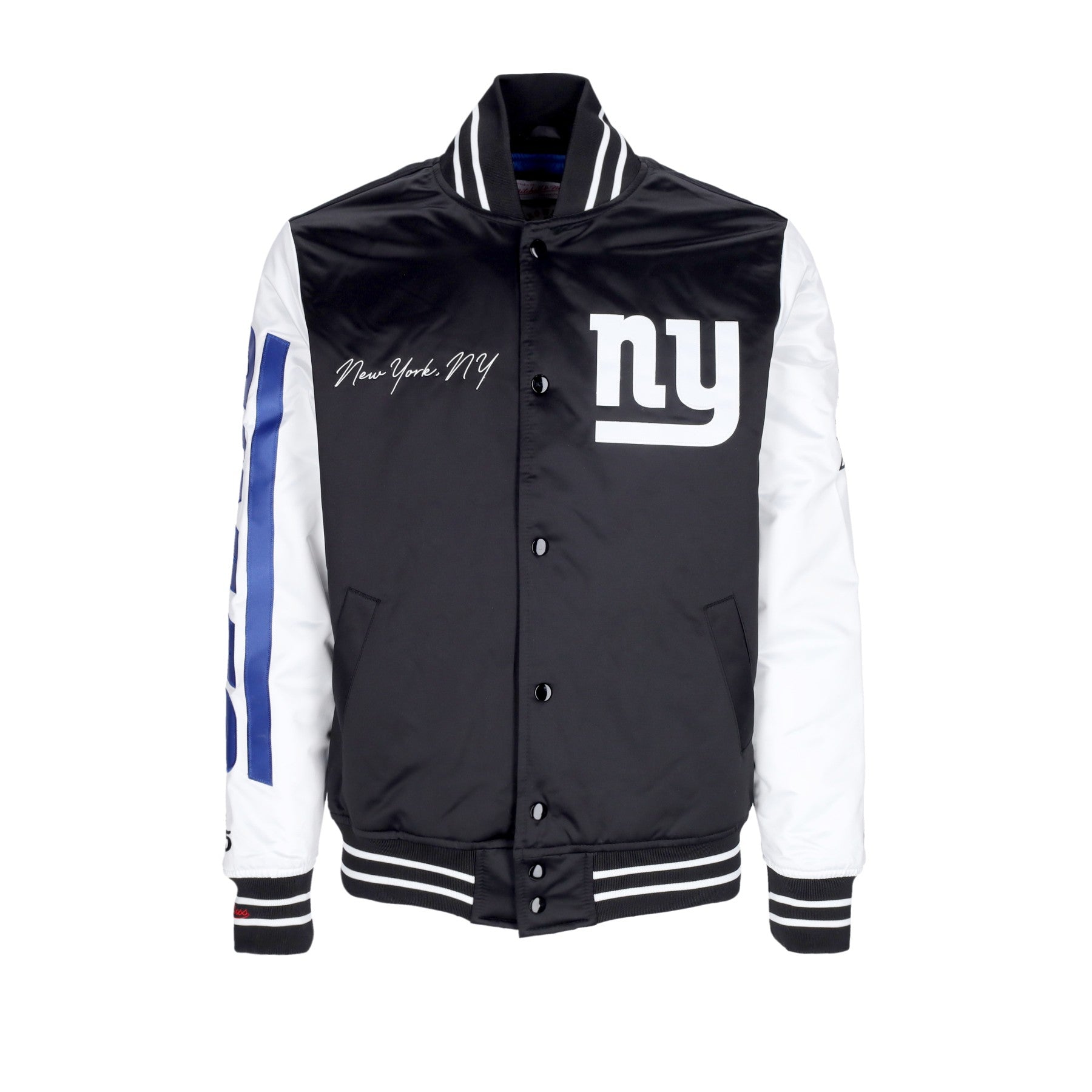 Mitchell & Ness, Giubbotto Bomber Uomo Nfl Team Origins Varsity Satin Jacket Neygia, Black/white