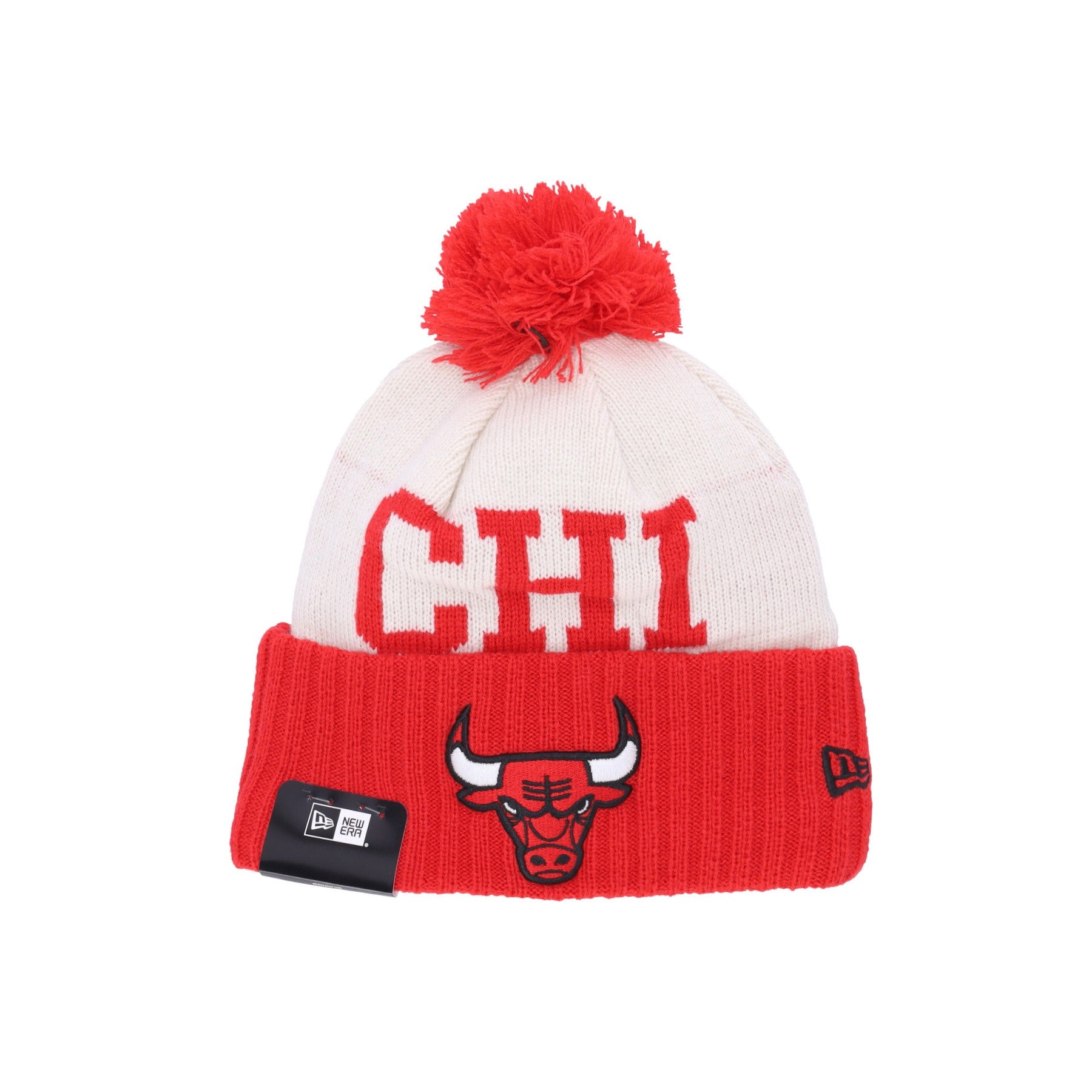 New Era, Cappello Pom Pom Uomo Nba Draft Knit Chibul, Chrome White/original Team Colors