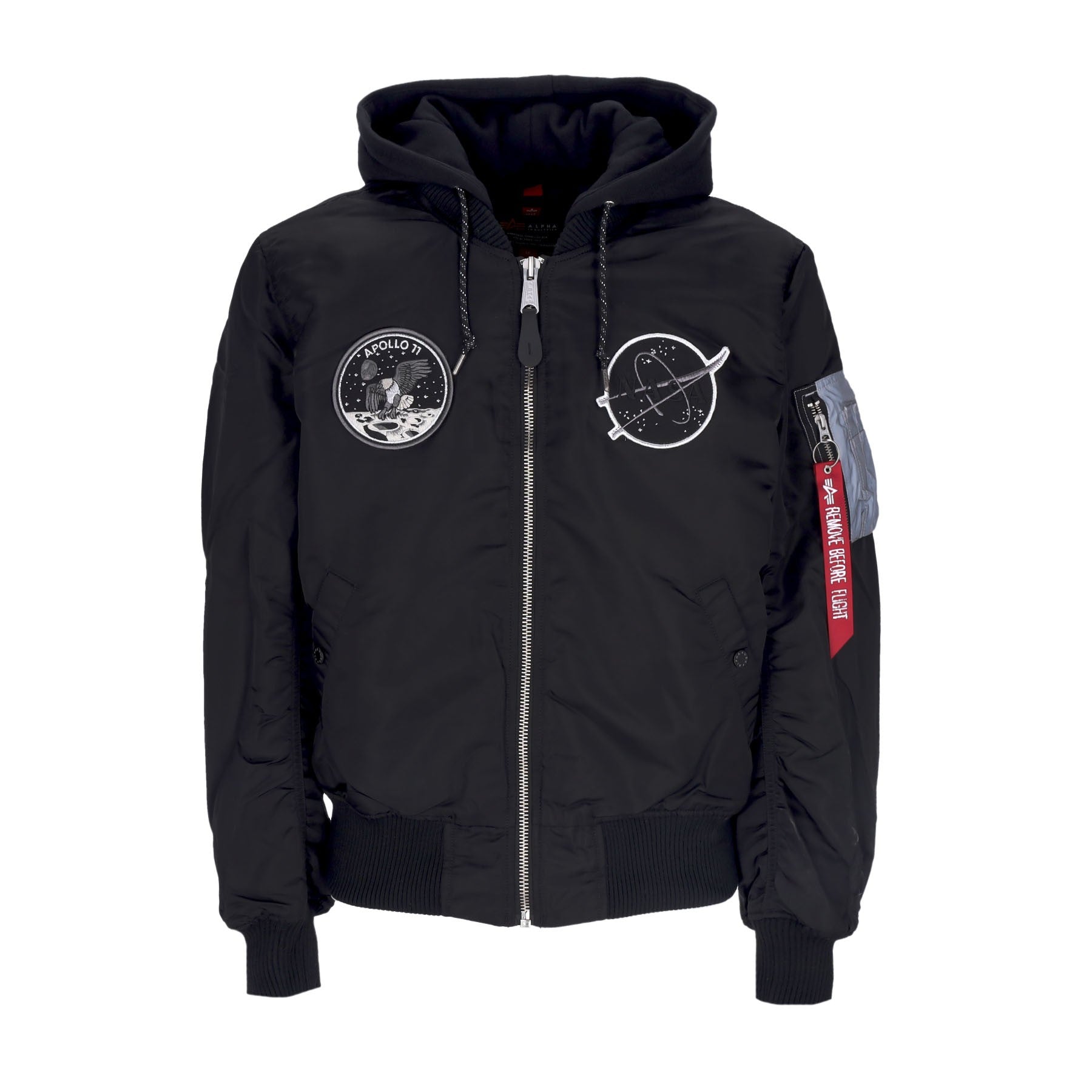 Ma-1 Vf Hood Dark Side Schwarze reflektierende Herren-Bomberjacke