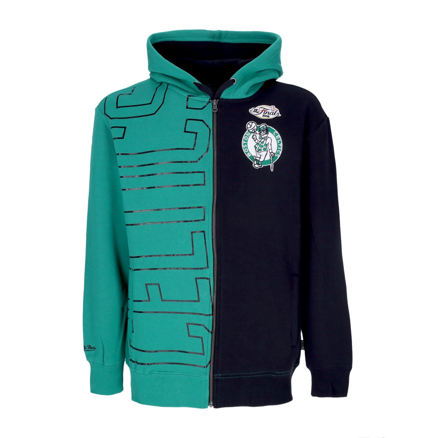 Mitchell & Ness, Felpa Cappuccio Zip Uomo Nba Full Zip Fleece 2.0 Boscel, Black