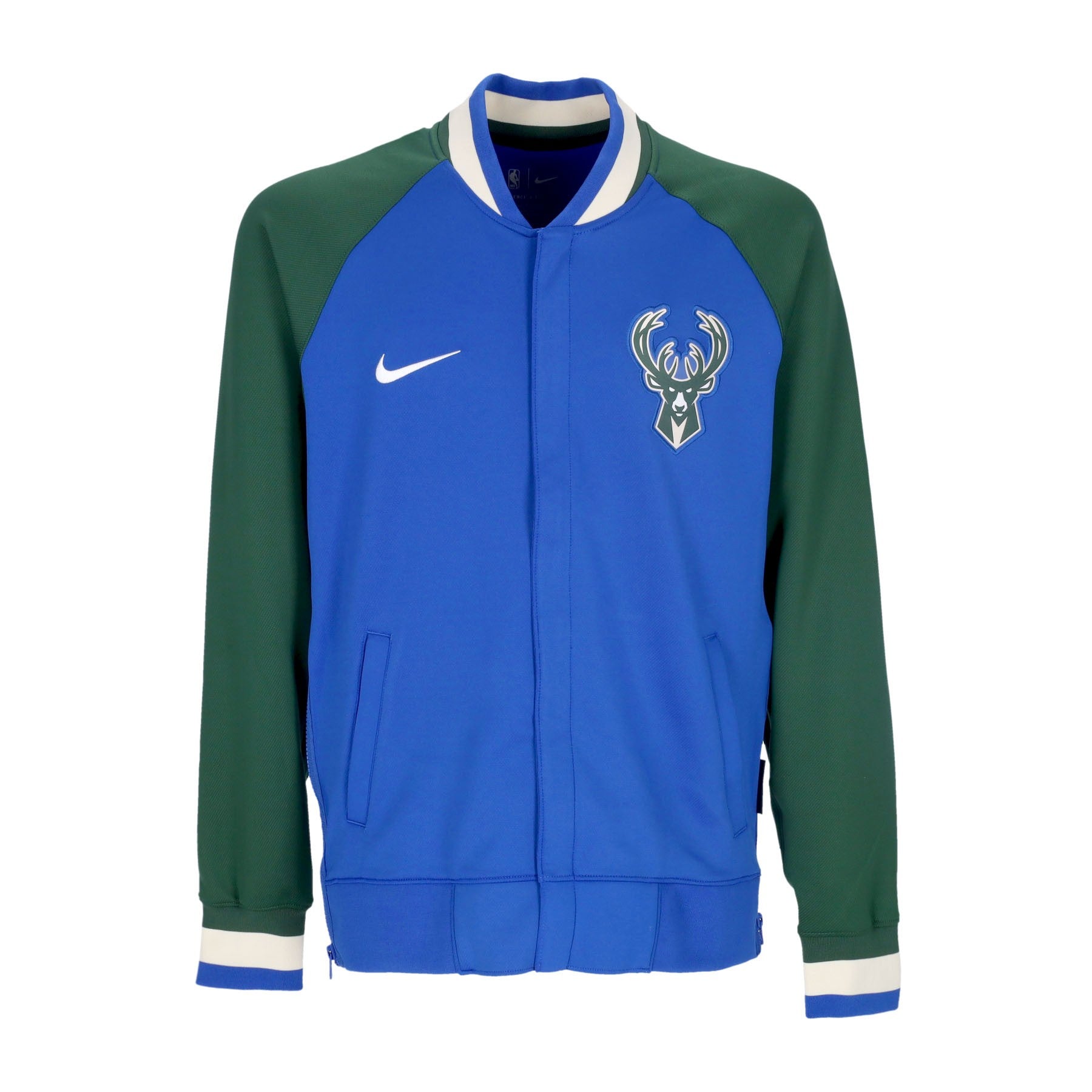 Nike Nba, Felpa Leggera College Uomo Nba City Edition Dri-fit Showtime Full-zip Jacket Milbuc, Game Royal/fir/game Royal/white