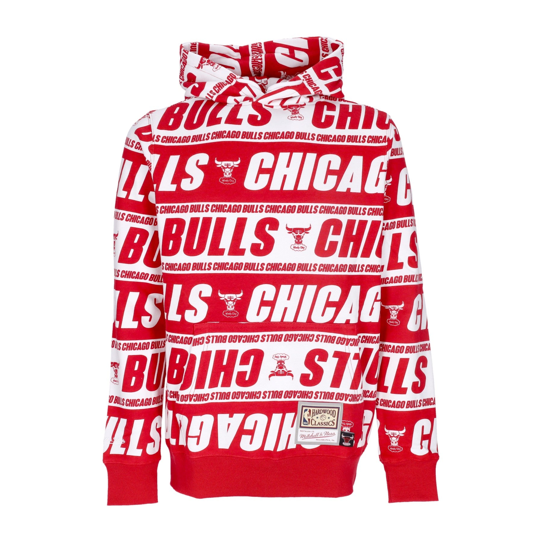 Mitchell & Ness, Felpa Cappuccio Uomo Nba Teamwrap Hoodie Hardwood Classics Chibul, Red