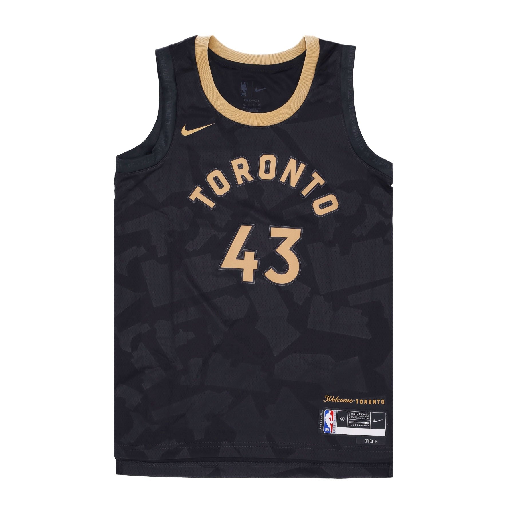 Nike Nba, Canotta Basket Uomo Nba City Edition 22 Dri-fit Jersey No 43 Pascal Siakam Torrap, Black