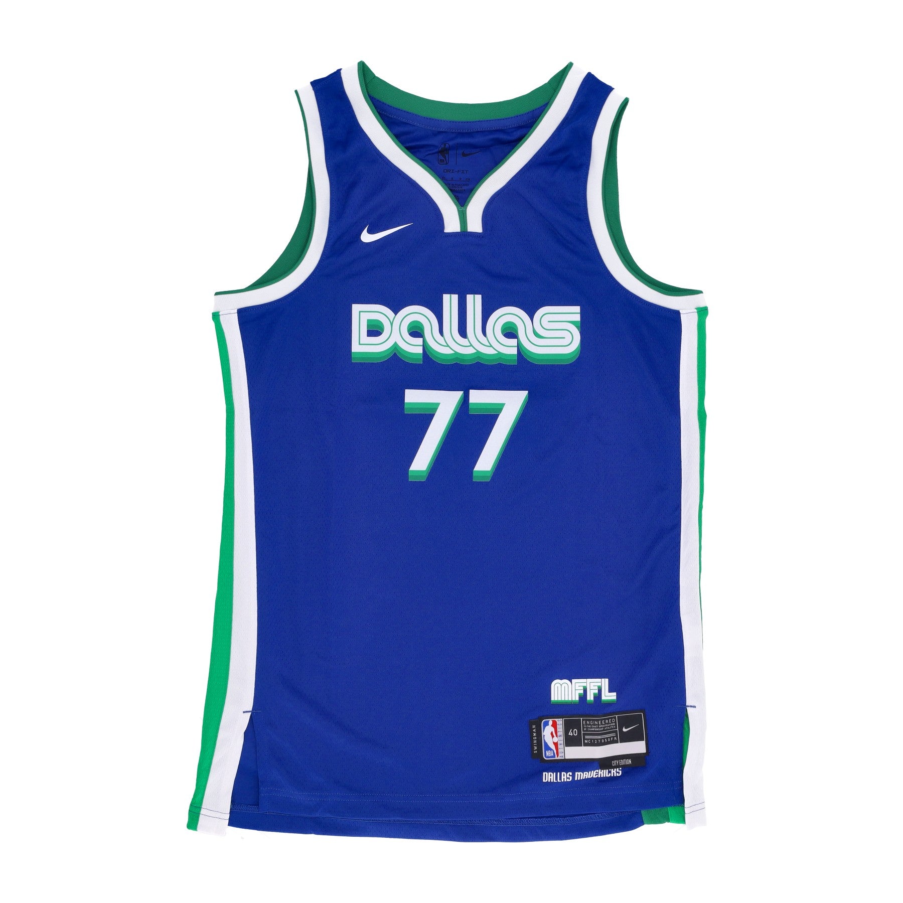 Nike Nba, Canotta Basket Uomo Nba City Edition 22 Dri-fit Swingman Jersey No 77 Luka Doncic Dalmav, Rush Blue