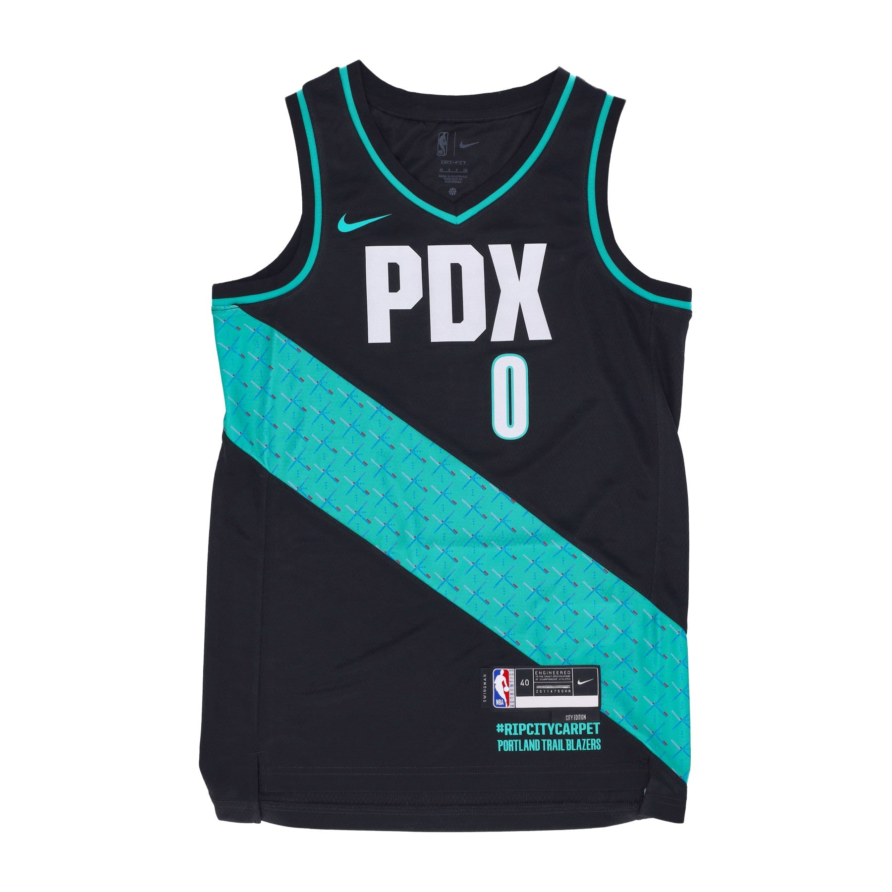 Nike Nba, Canotta Basket Uomo Nba City Edition 22 Dri-fit Swingman Jersey No 0 Damian Lillard Porbla, Black/new Green