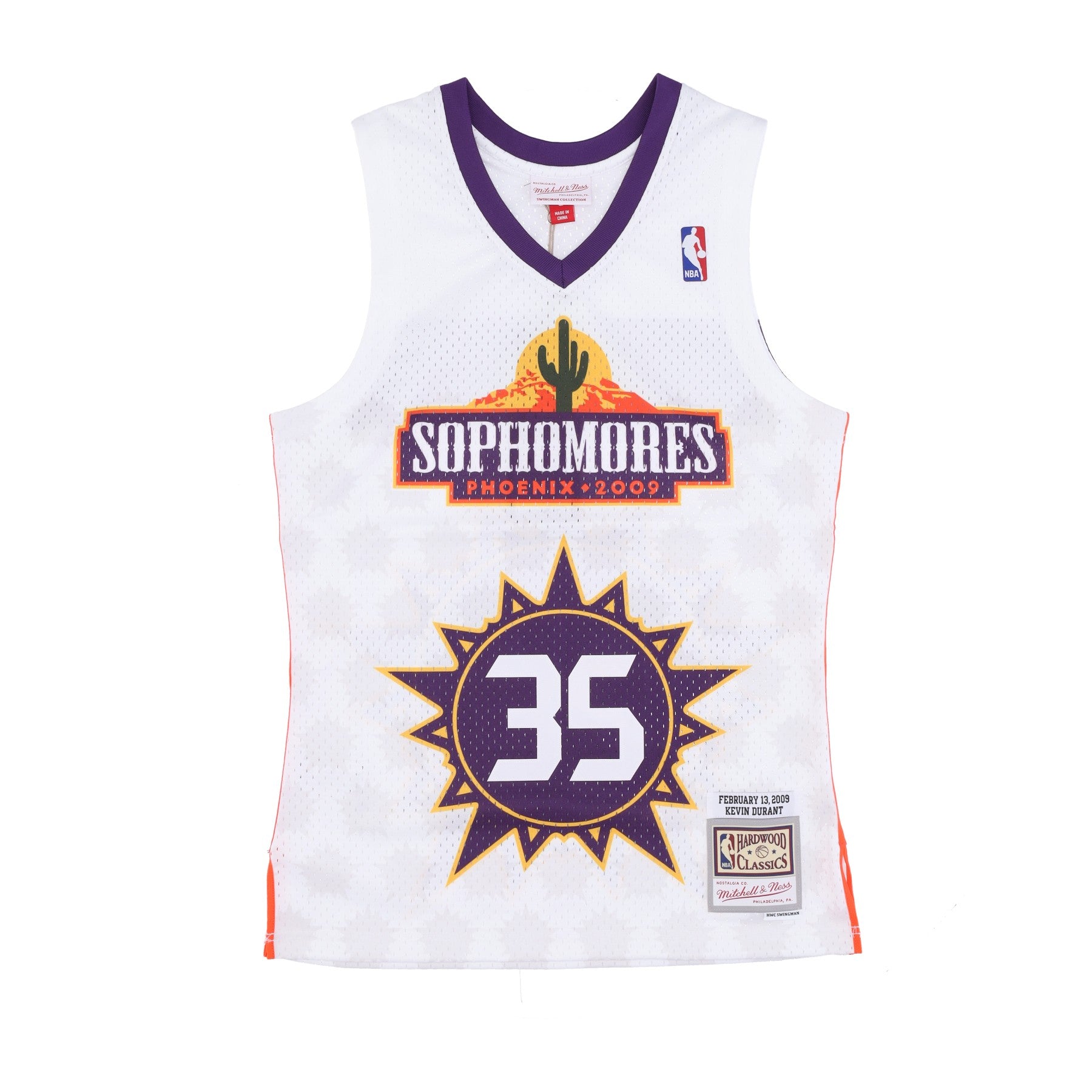 Mitchell & Ness, Canotta Basket Uomo Nba Rising Stars Sophomores Jersey Hardwood Classics No 35 Kevin Durant 2009 Soptea, White