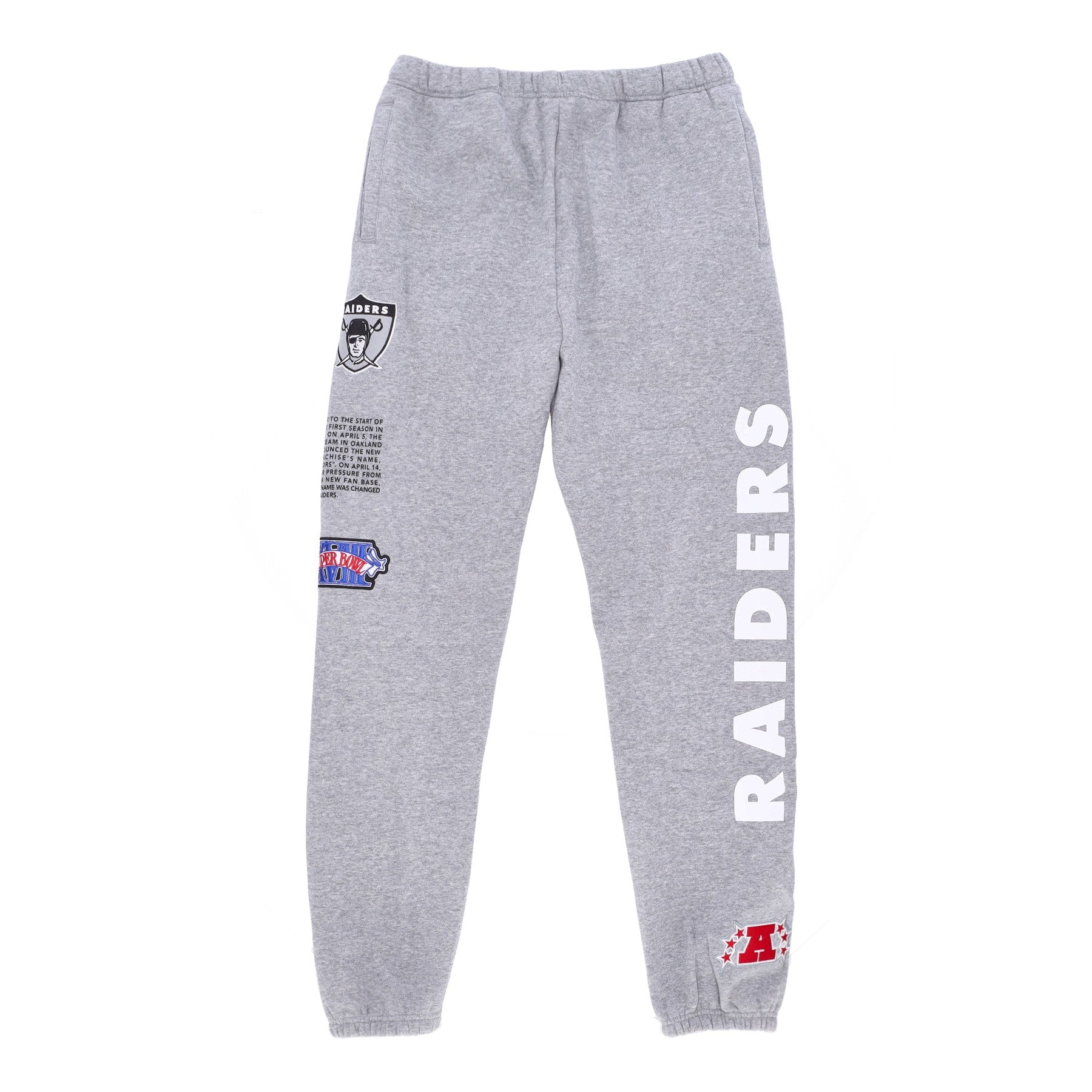 Mitchell & Ness, Pantalone Tuta Felpato Uomo Nfl Team Origins Fleece Pant Oakrai, Grey Heather