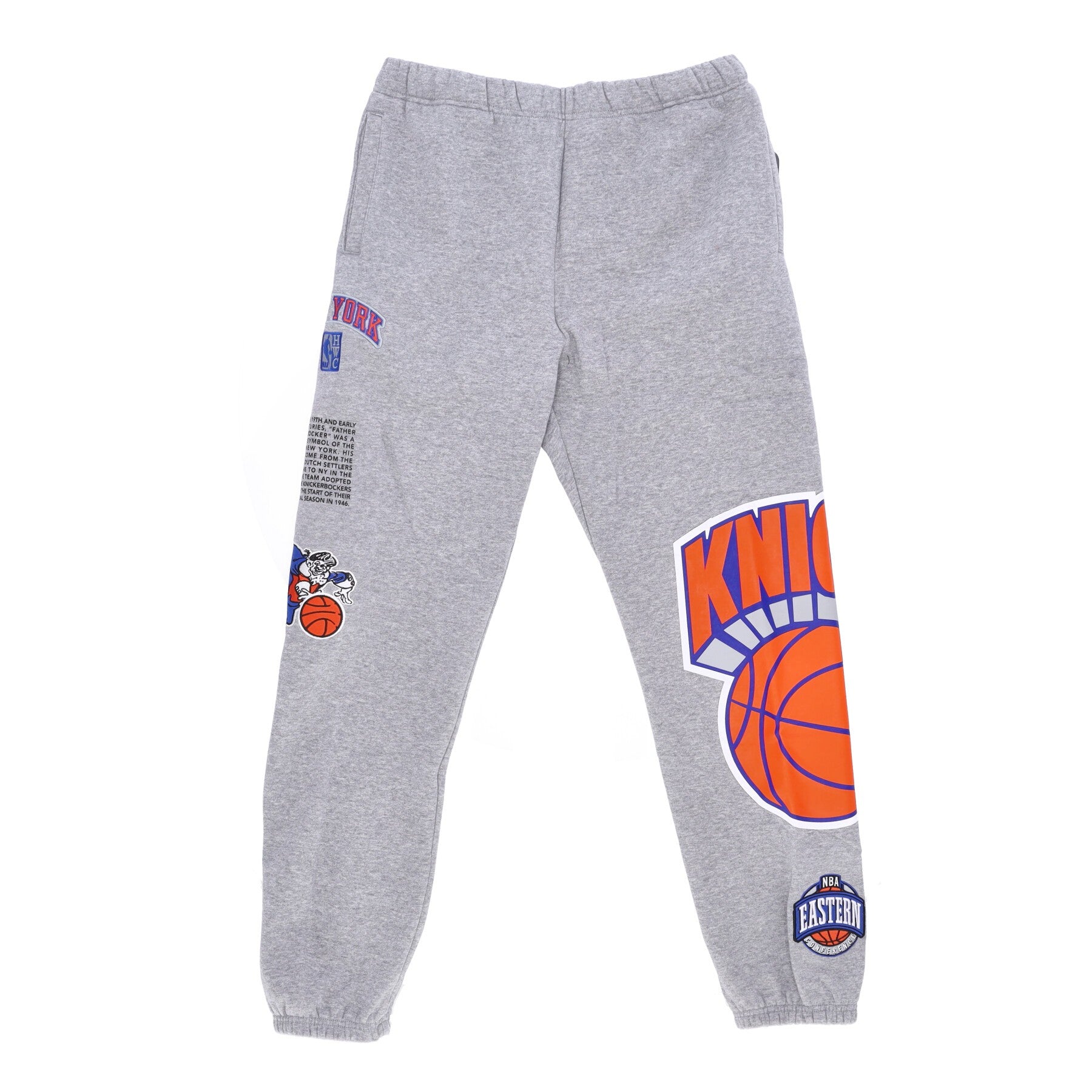 Mitchell & Ness, Pantalone Tuta Felpato Uomo Nba Team Origins Fleece Pant Hardwood Classics Neykni, Grey Heather