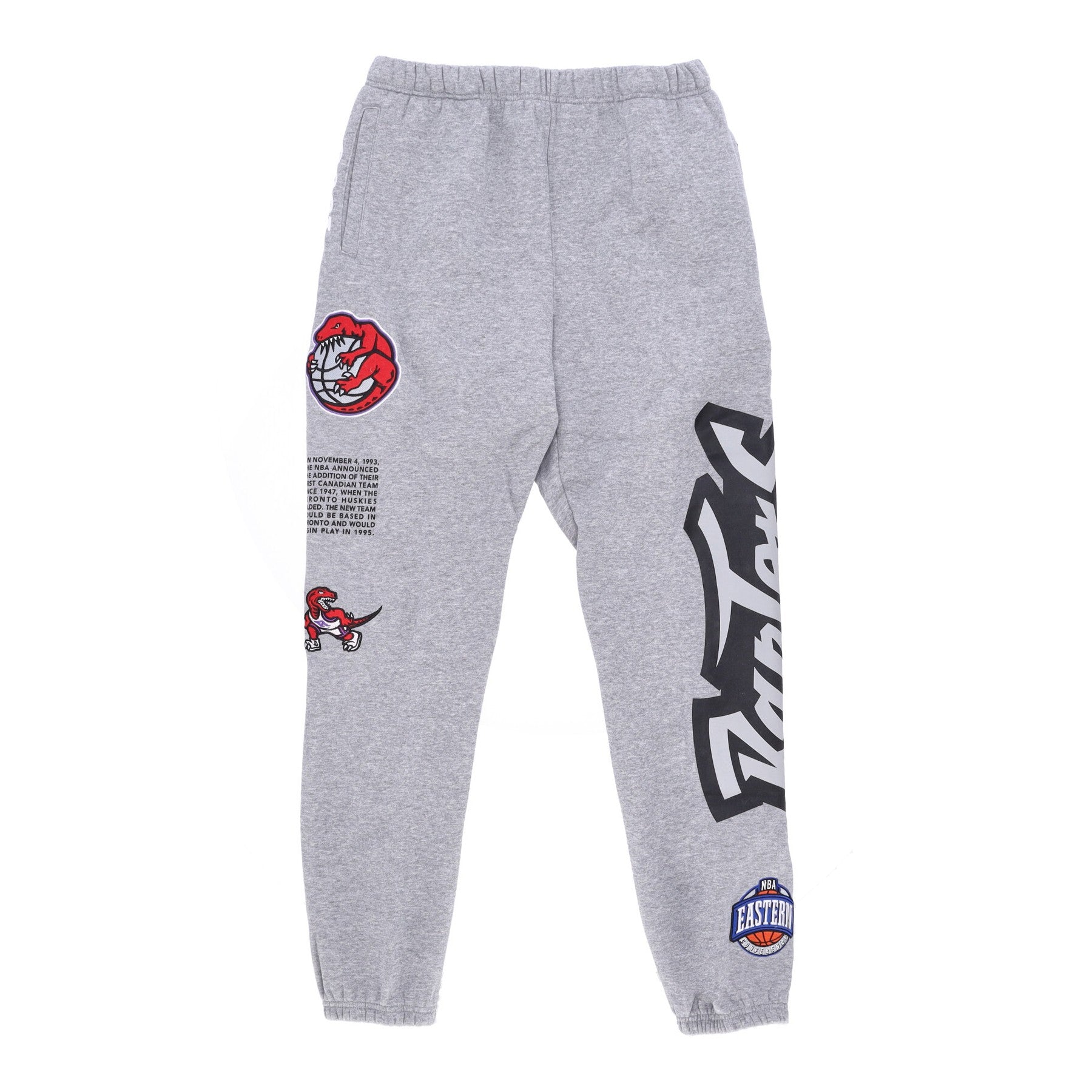 Mitchell & Ness, Pantalone Tuta Felpato Uomo Nba Team Origins Fleece Pant Hardwood Classics Torrap, Grey Heather