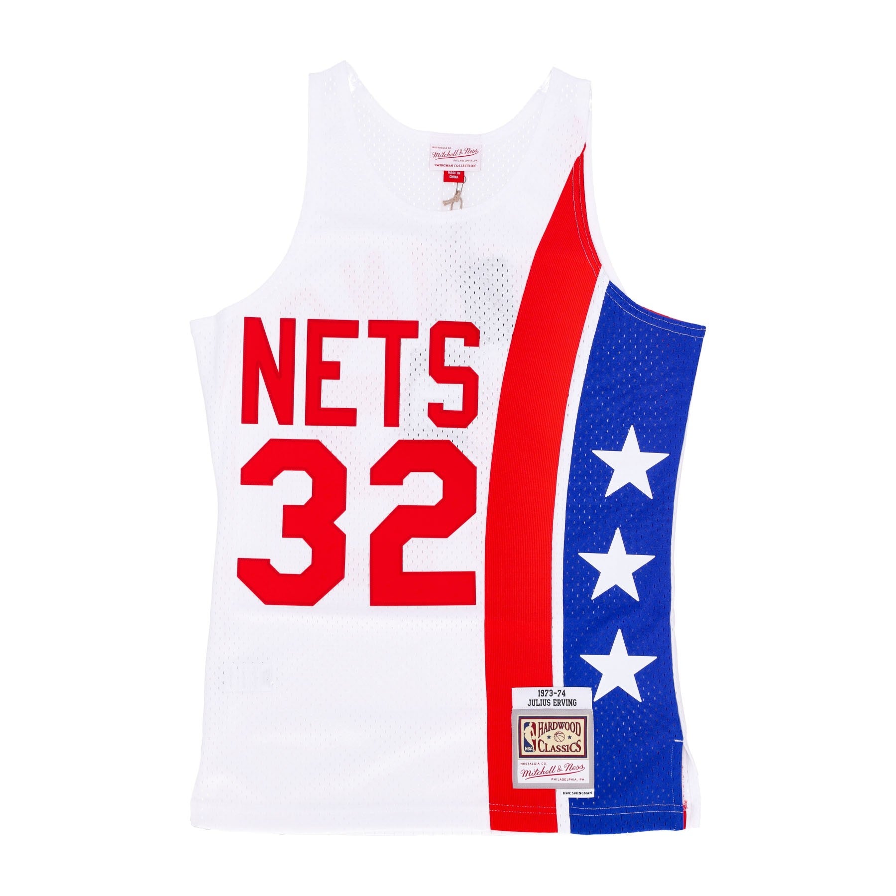 Mitchell & Ness, Canotta Basket Uomo Nba Home Jersey Hardwood Classics No 32 Julius Erving 1973-74 Neynet, White/original Team Colors