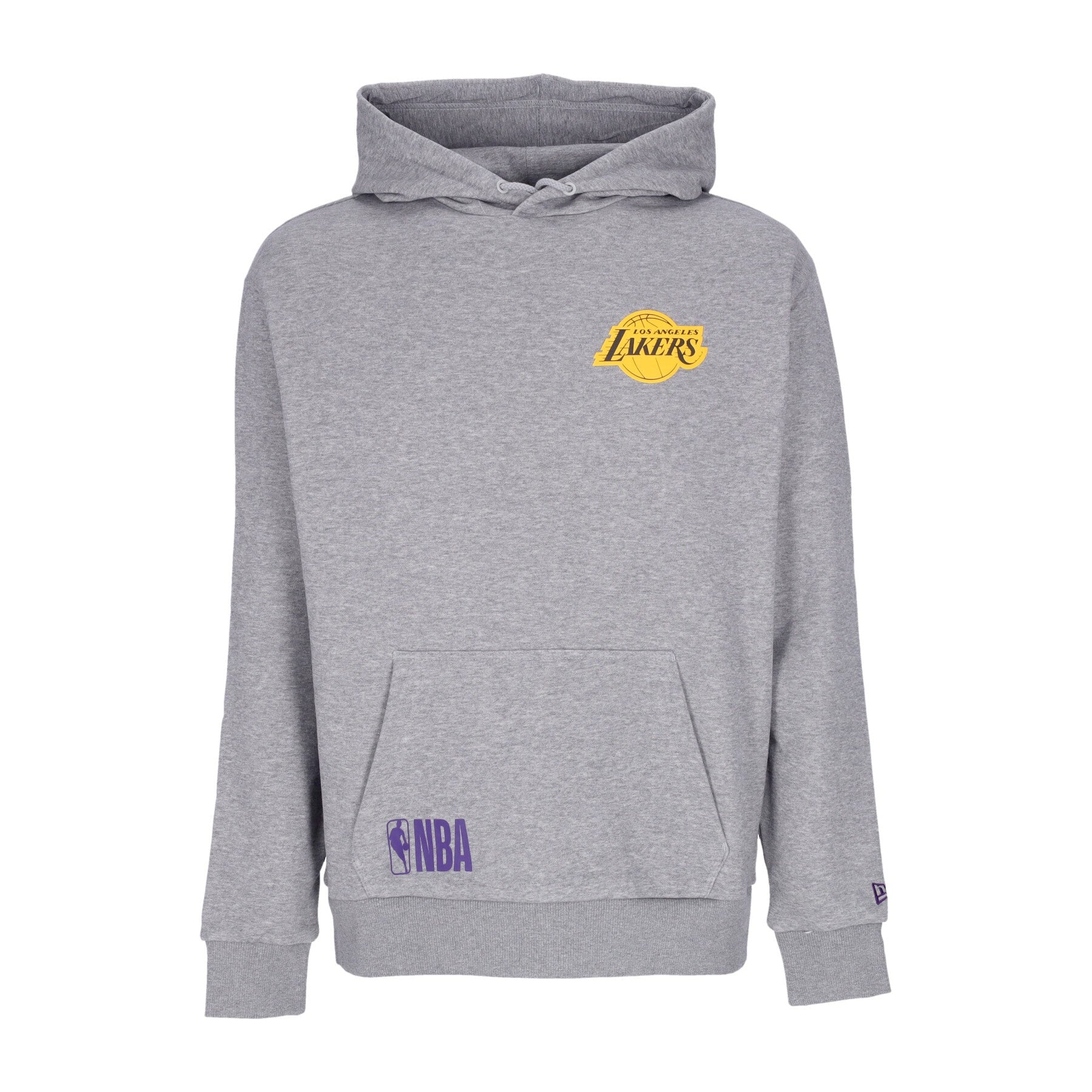 New Era, Felpa Cappuccio Uomo Nba Half Logo Oversized Hoodie Loslak, Heather Grey