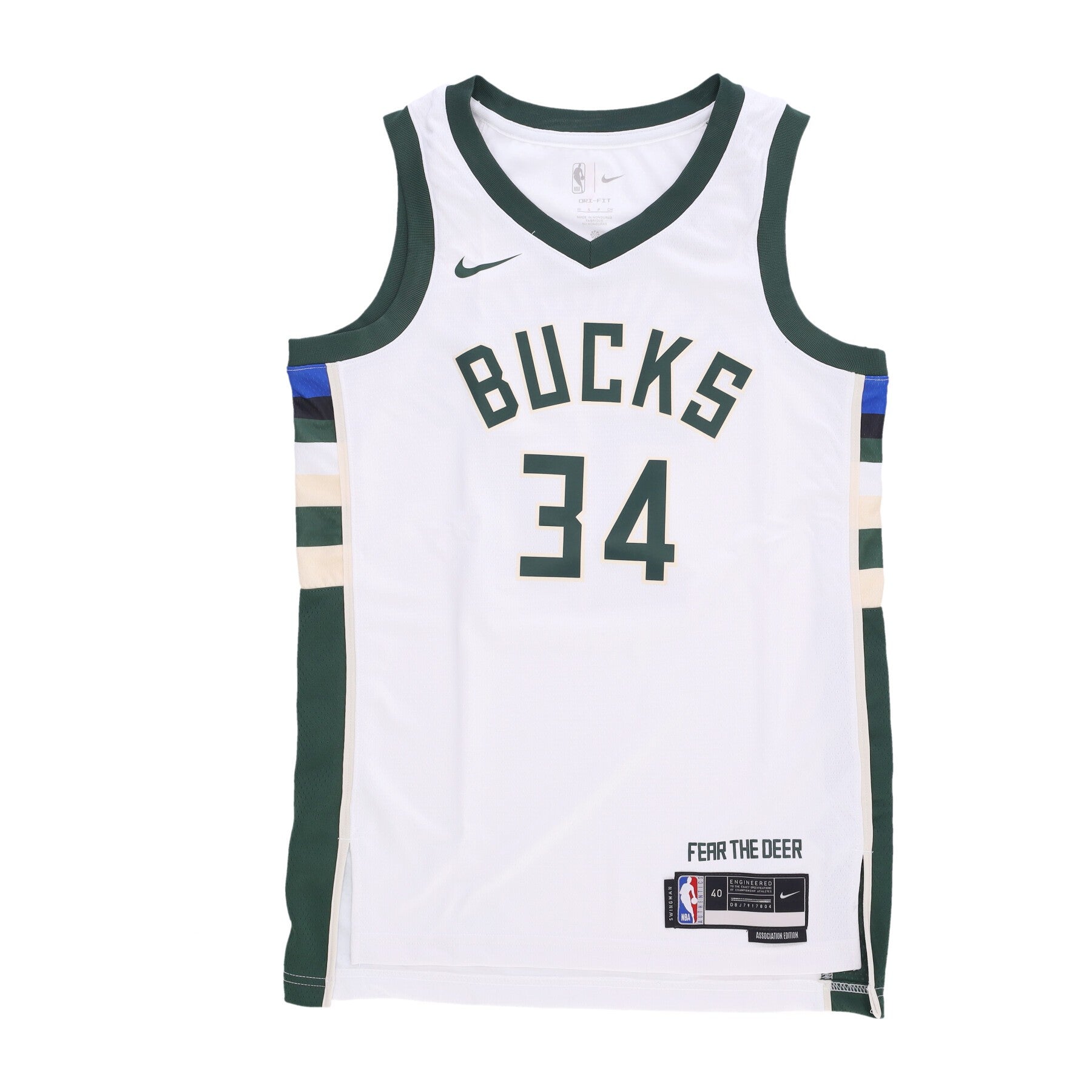 Nike Nba, Canotta Basket Uomo Nba Dri Fit Swingman Jersey No 34 Giannis Antetokounmpo Milbuc, White