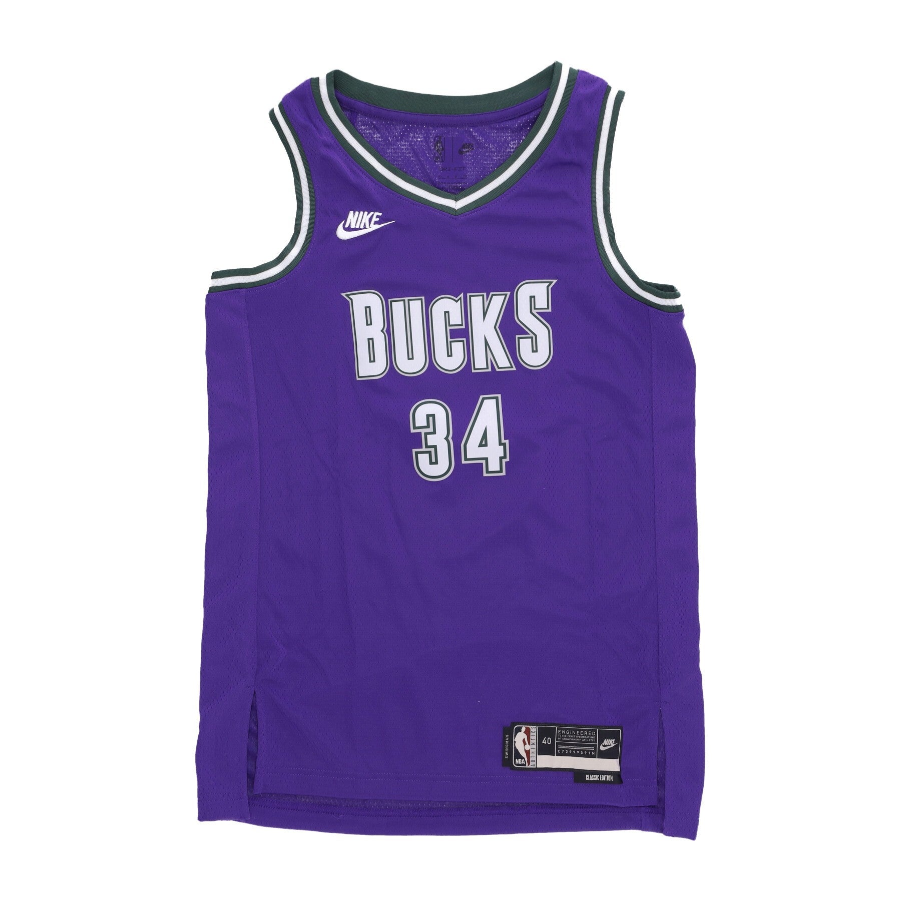 Nike Nba, Canotta Basket Uomo Nba 22 Dri-fit Swingman Jersey Hardwood Classics No 34 Giannis Antetoukounmpo Milbuc, 