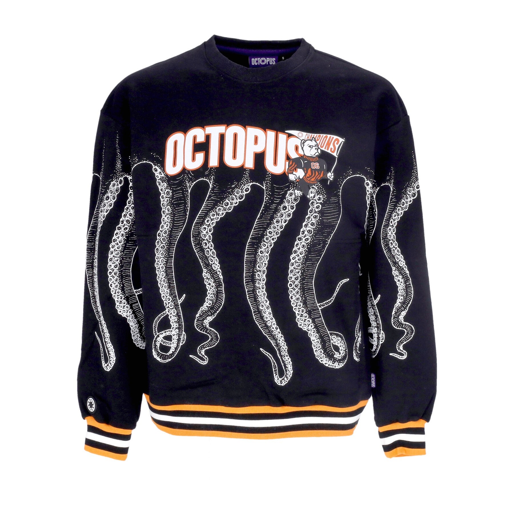 Octopus, Felpa Leggera Girocollo Uomo Athletic Crewneck, Black