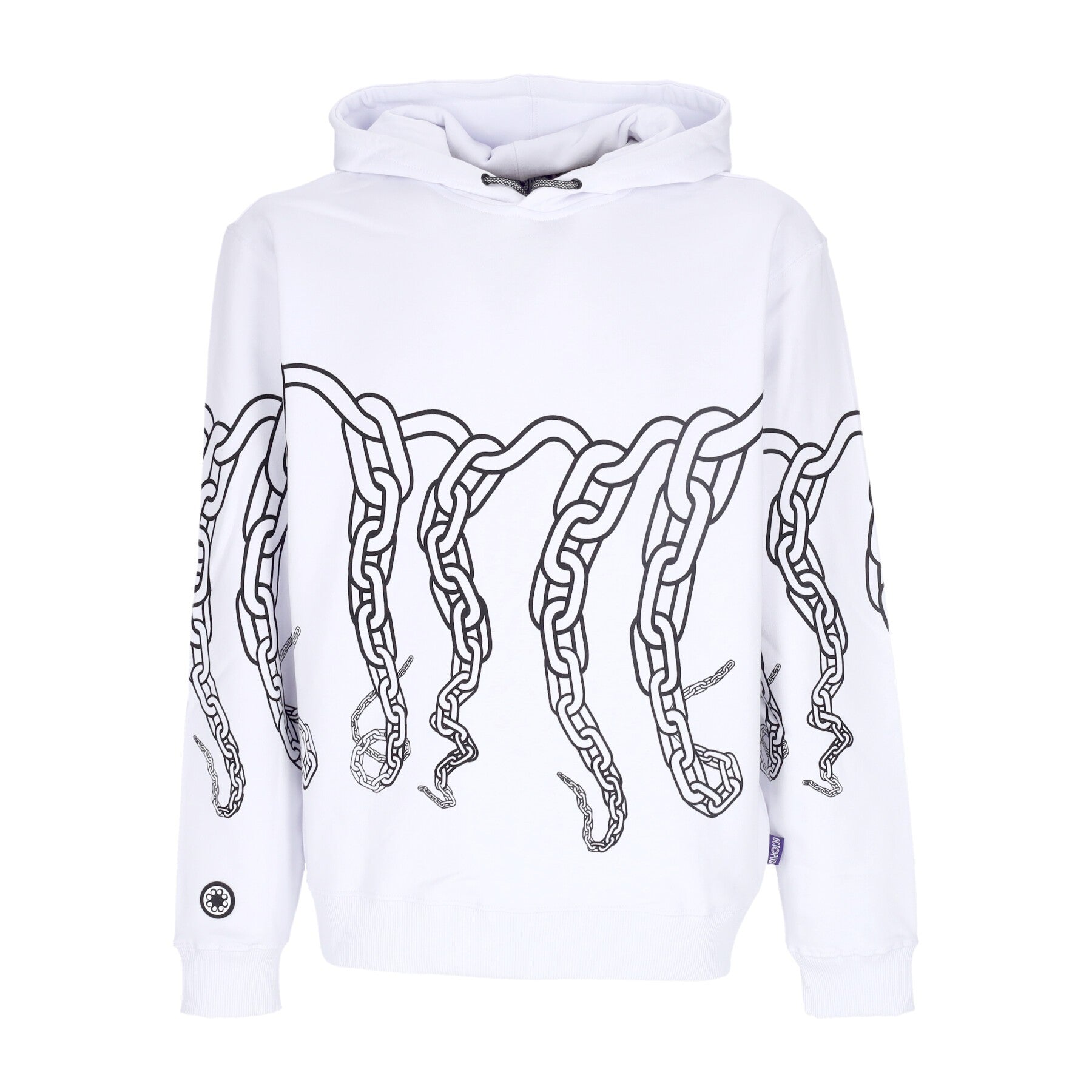 Octopus, Felpa Leggera Cappuccio Uomo Chain Hoodie, White