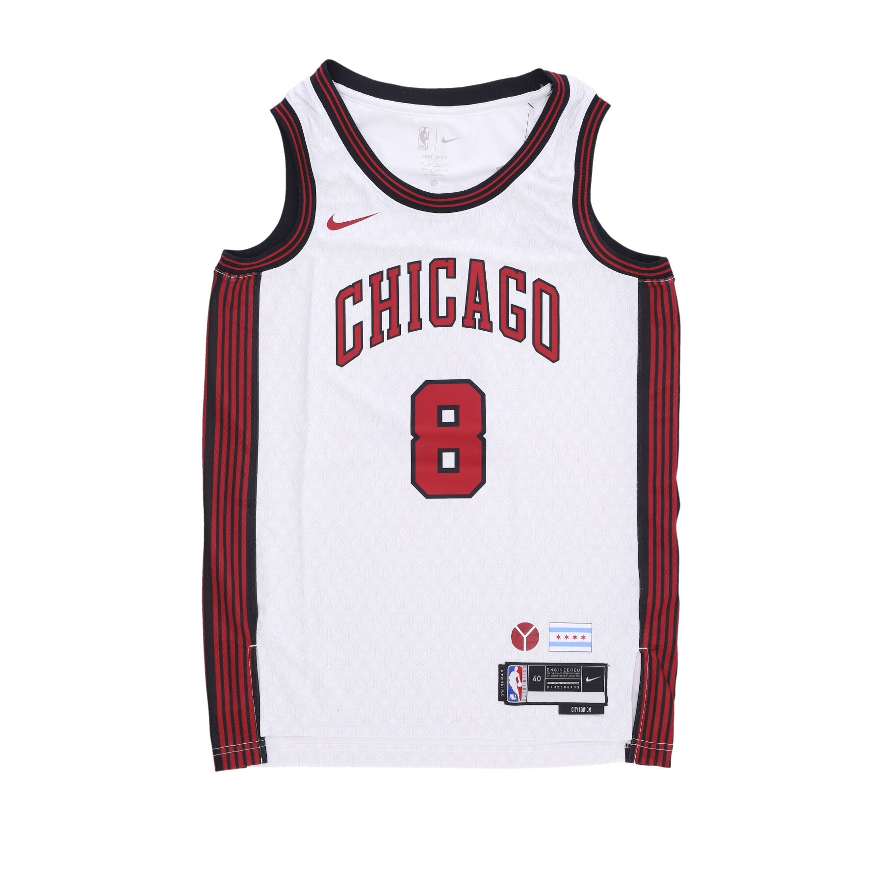 Nike Nba, Canotta Basket Uomo Nba City Edition 22 Dri-fit Swingman Jersey No 8 Zach Lavine Chibul, White