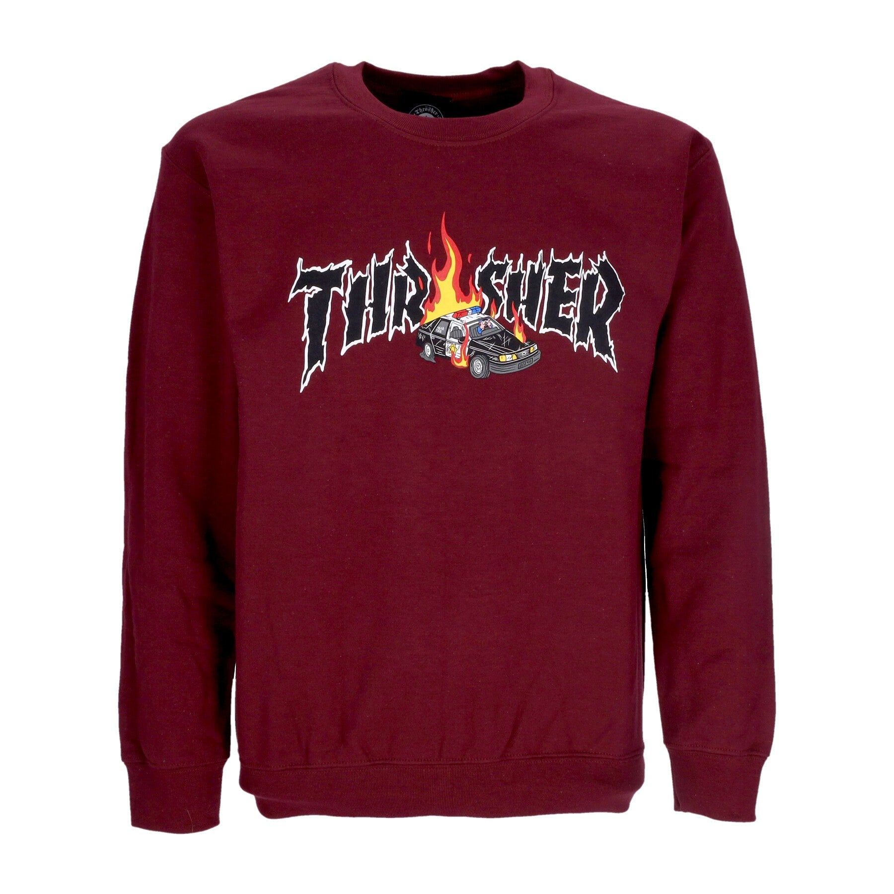 Thrasher, Felpa Girocollo Uomo Cop Car Crewneck, Maroon