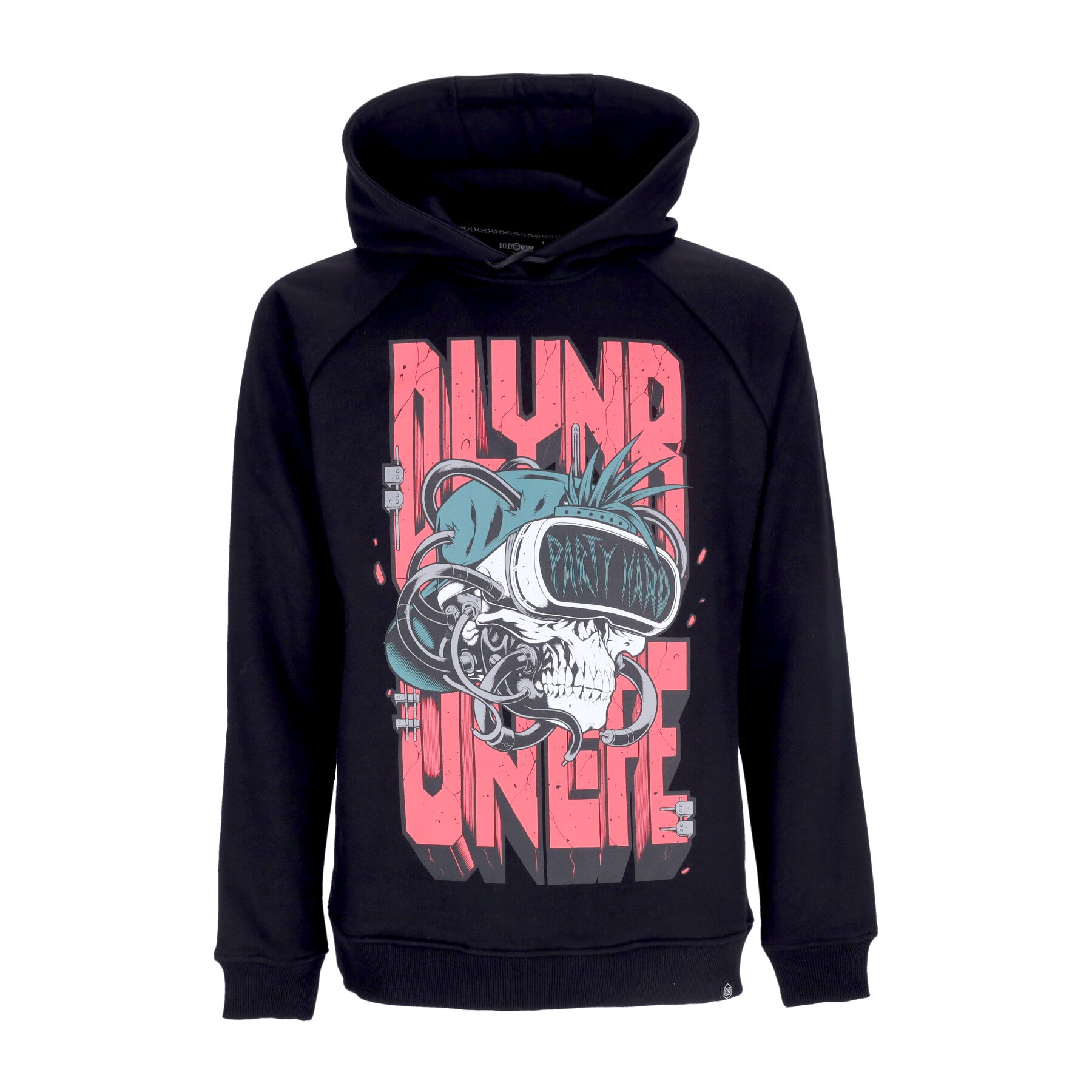 Dolly Noire, Felpa Cappuccio Uomo Party Hard Skull Hoodie, Black