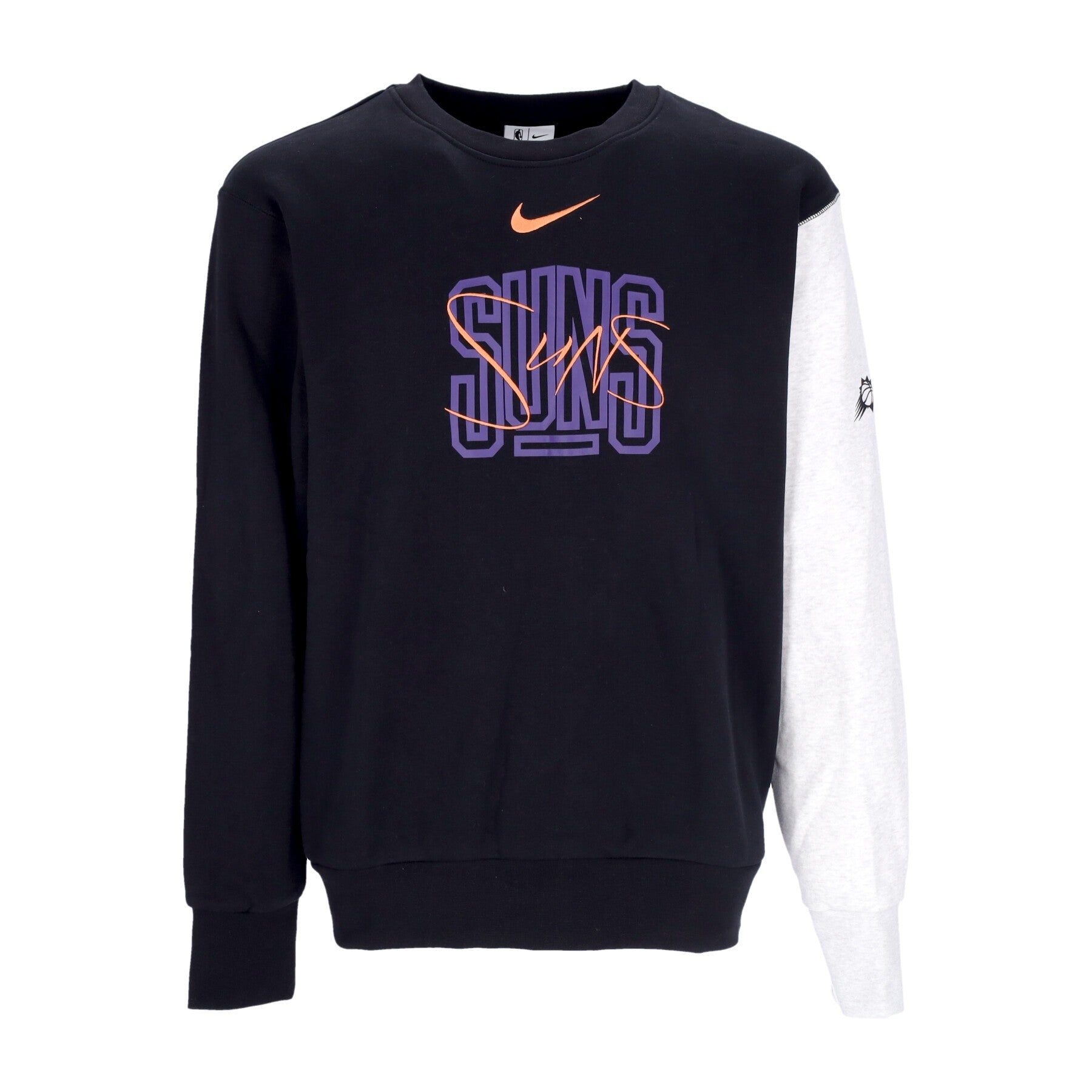 Nike Nba, Felpa Girocollo Uomo Nba Courtside Fleece Crewneck Phosun, Black