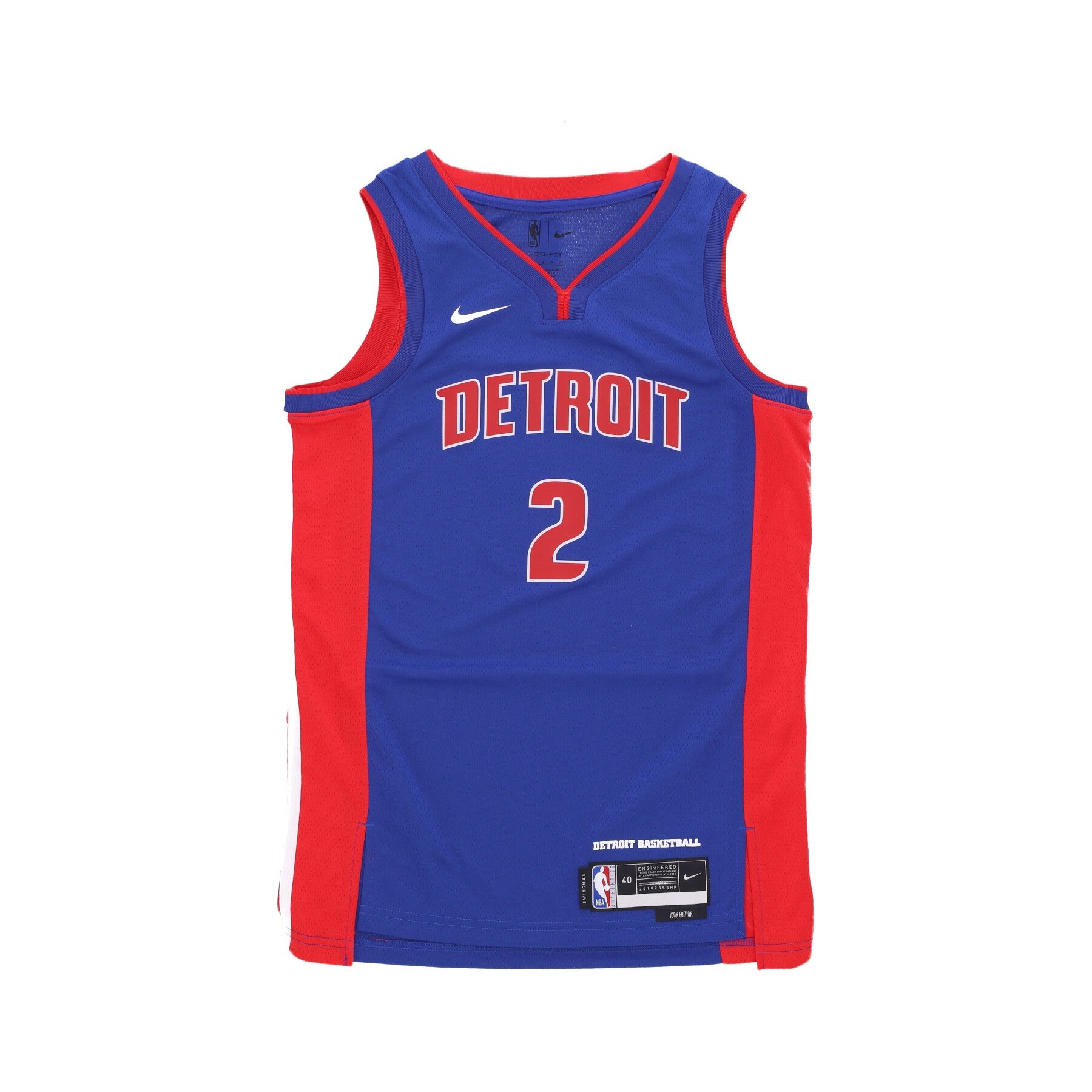 Herren-Basketball-Tanktop Nba Icon Edition 22 Dri-Fit Swingman-Trikot Nr. 2 Cade Cunningham Detpis Rush Blau