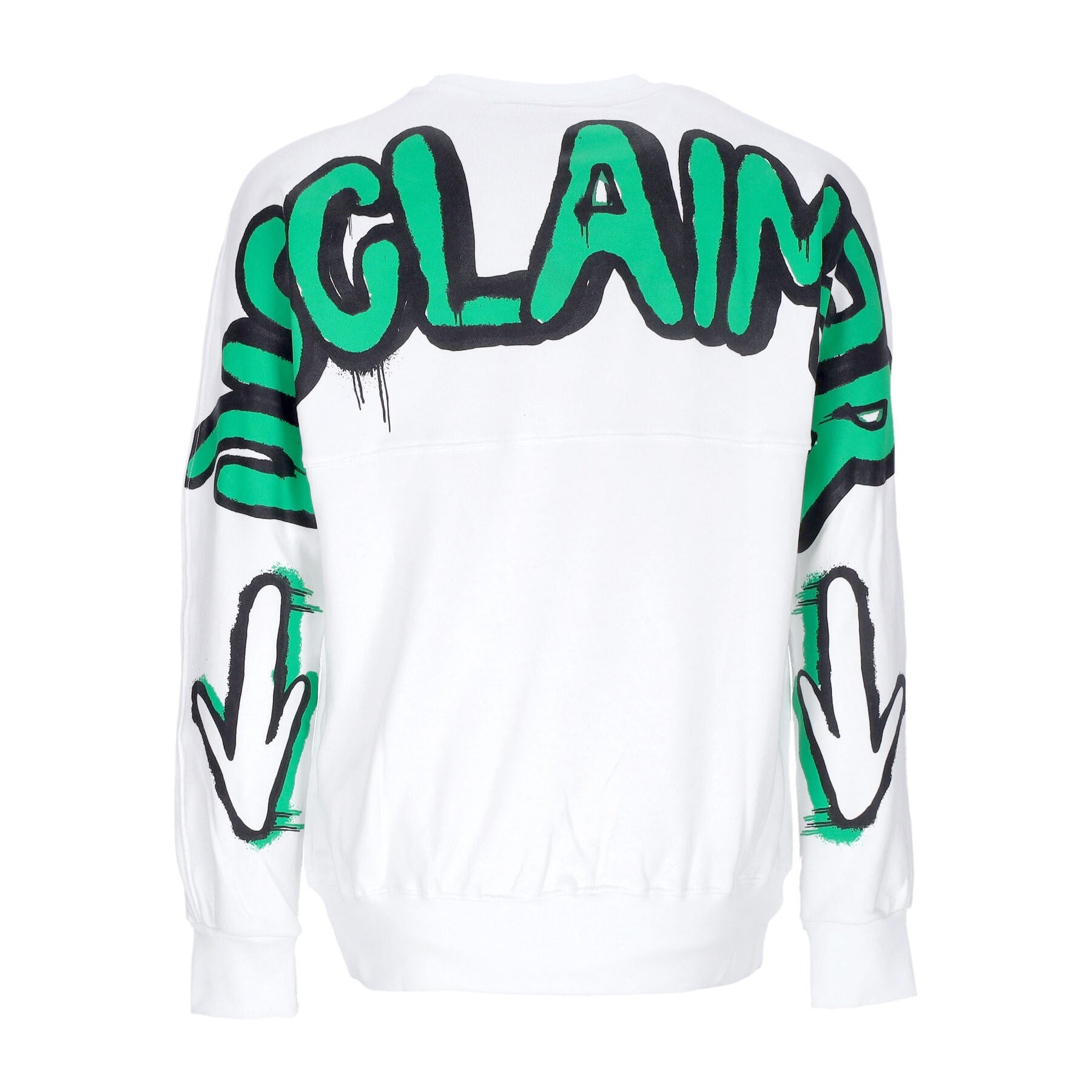 Men's Lightweight Crewneck Sweatshirt Back Colored Big Logo Crewneck White/green