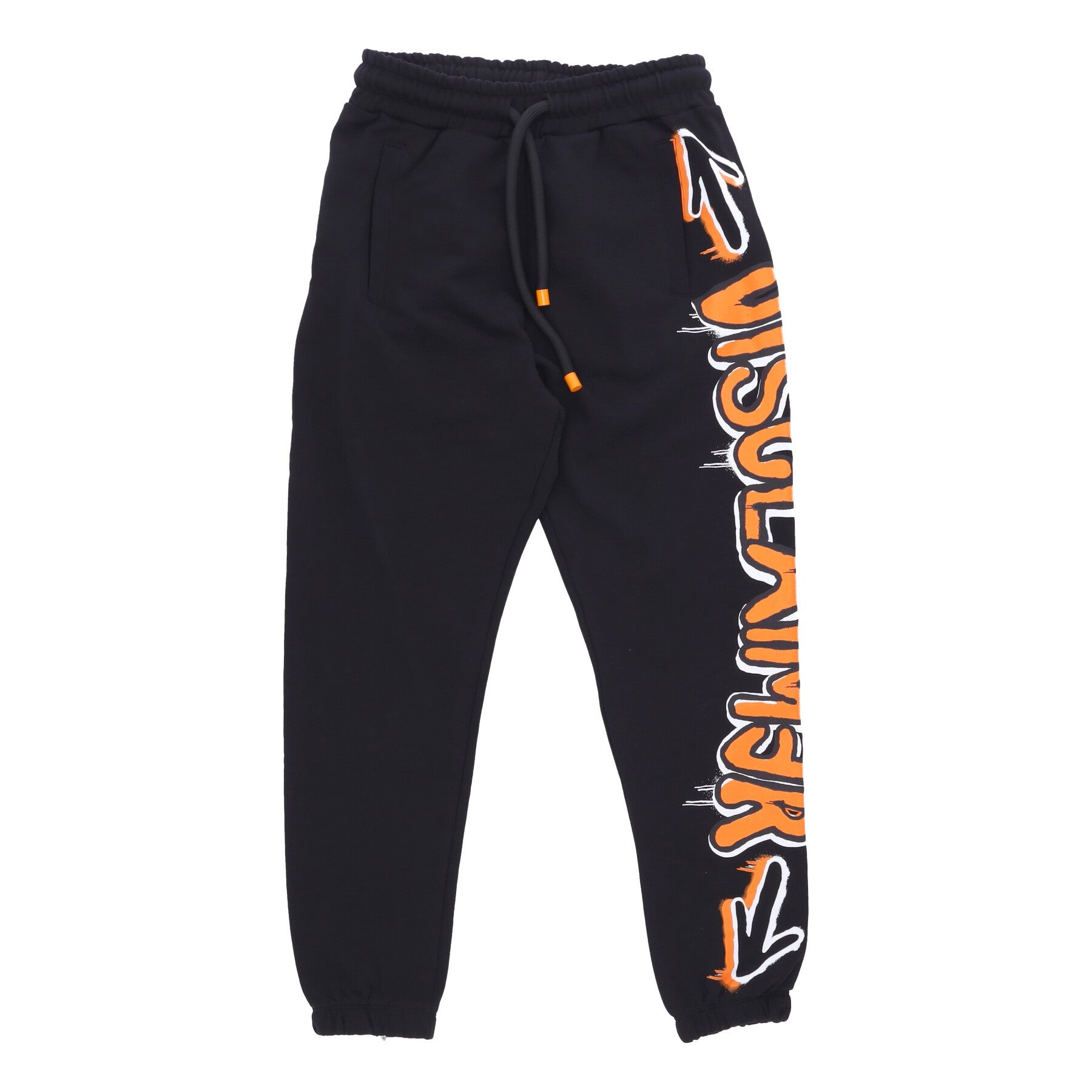 Lightweight Men's Tracksuit Pants Colored Big Logo Pant Black/orange