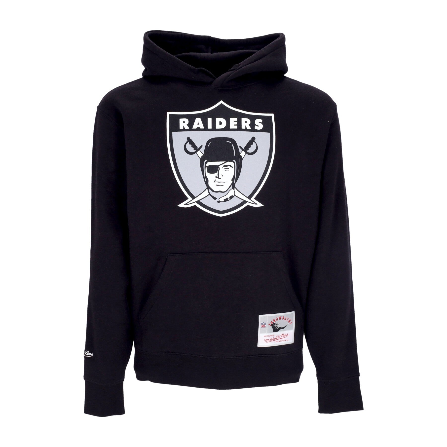 Mitchell & Ness, Felpa Cappuccio Uomo Nfl Team Logo Hoodie Oakrai, Black