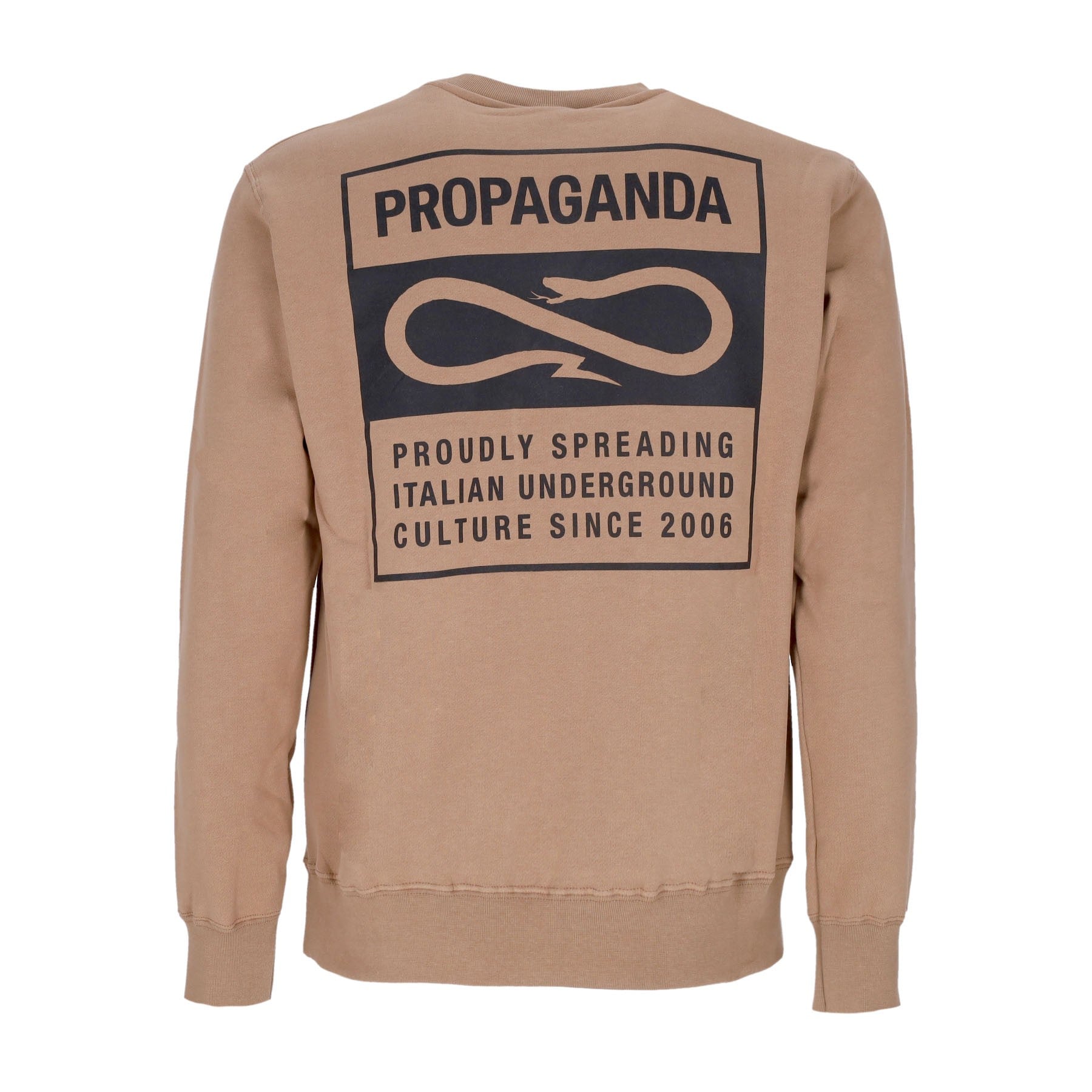 Propaganda, Felpa Girocollo Uomo Label Crewneck, Camel