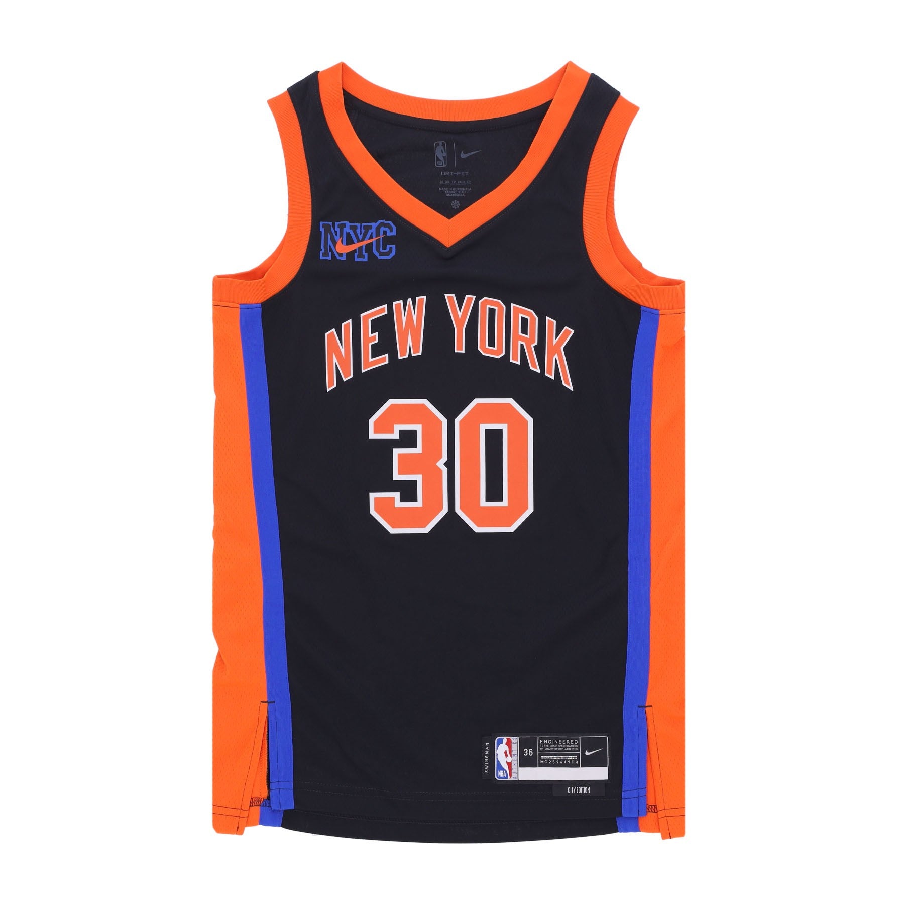 Nike Nba, Canotta Basket Uomo Nba City Edition 22 Dri-fit Swingman Jersey No 30 Julius Randle Neykni, Black