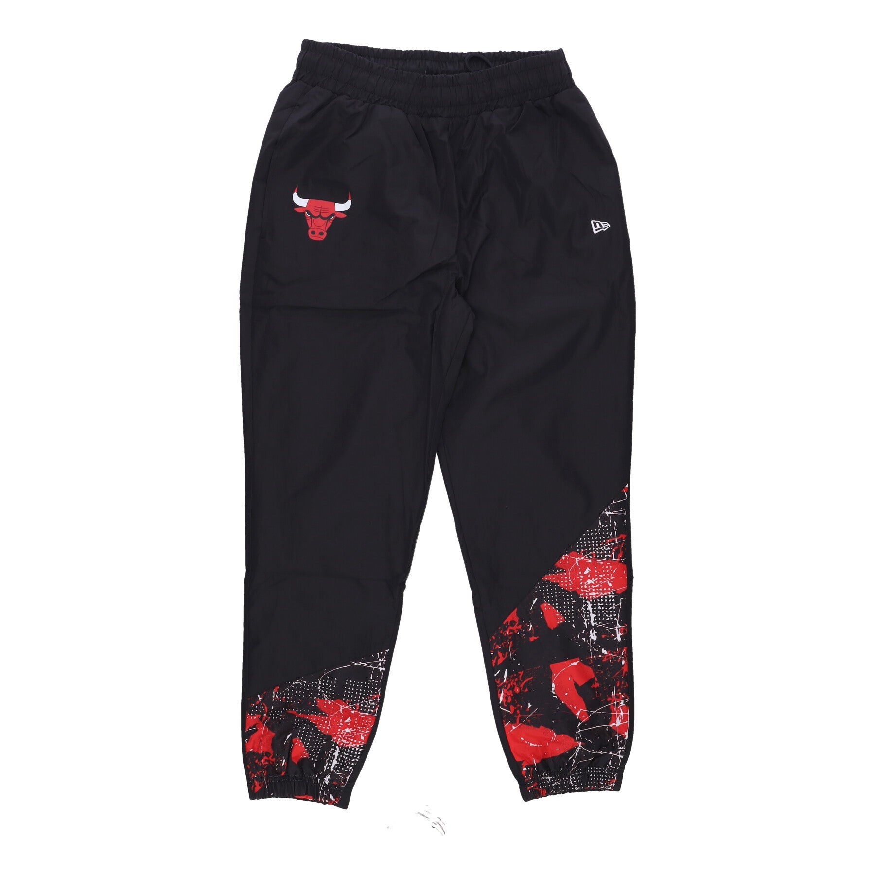 New Era, Pantalone Tuta Uomo Nba All Over Print Panel Track Pant Chibul, Black/front Door Red