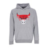 New Era, Felpa Leggera Cappuccio Uomo Nba Drip Logo Hoodie Chibul, Heather Grey/front Door Red