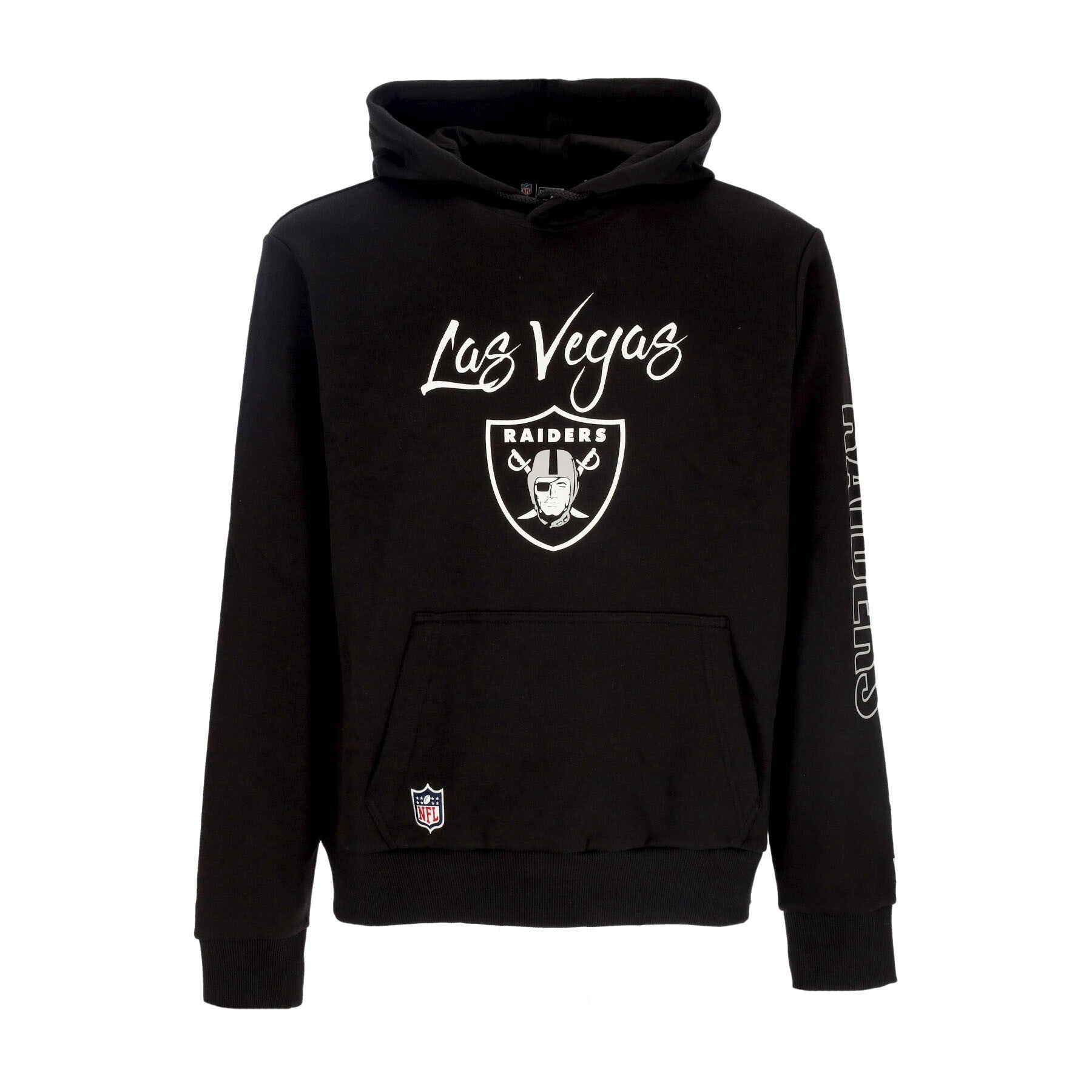 New Era, Felpa Cappuccio Uomo Nfl Script Hoodie Lasrai, Black/white